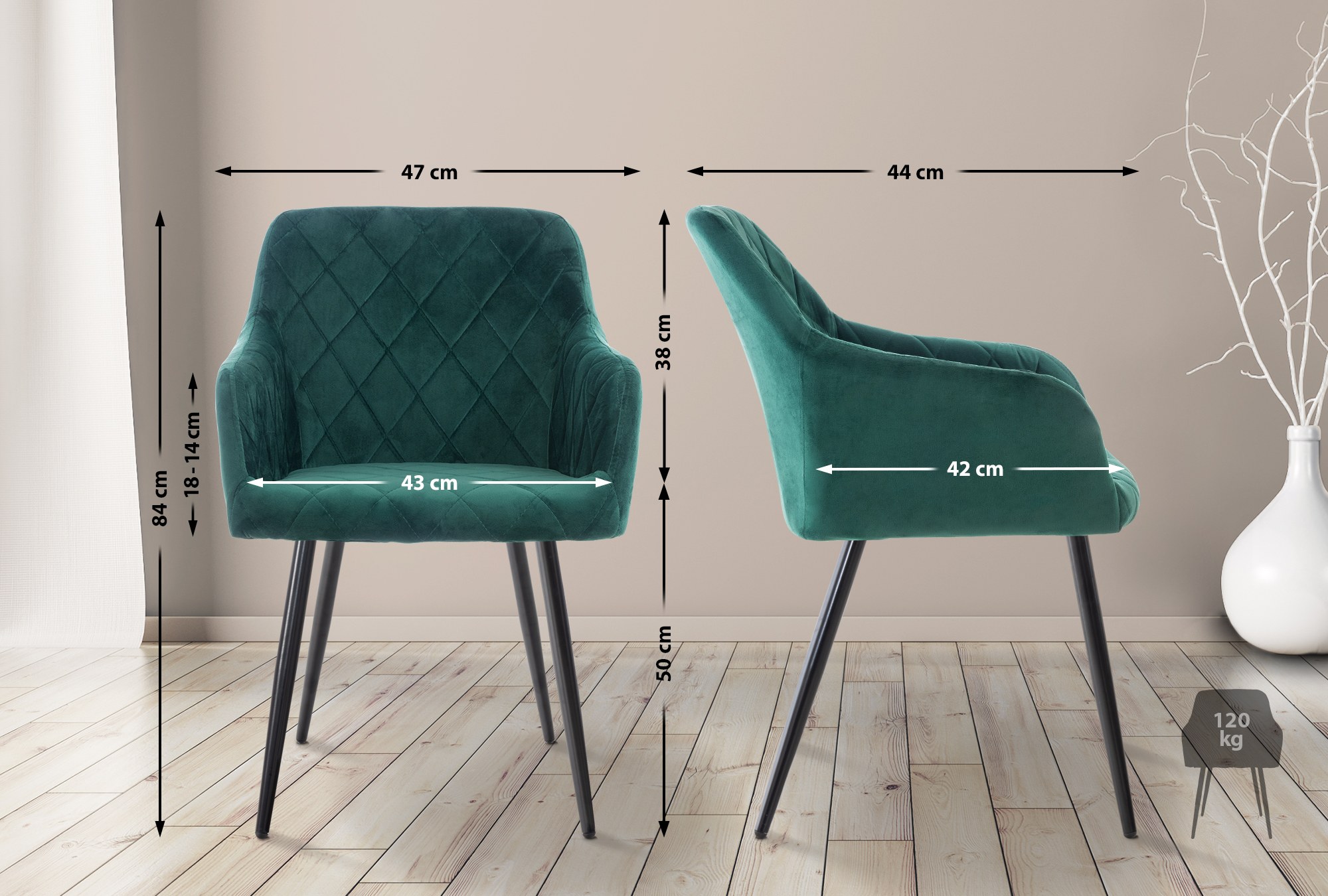 2er Set Esszimmerstuhl Shila Samt