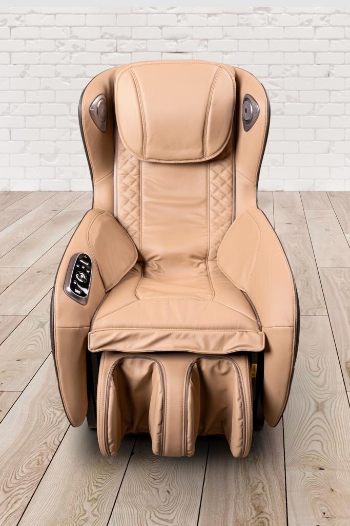 PureHaven Massage-Sessel 118x76x76 cm 6 Massagearten Rücken- Fuß- und Gesäßmassage einfache Bedienung Bluetooth-Funktion PU Leder in beige