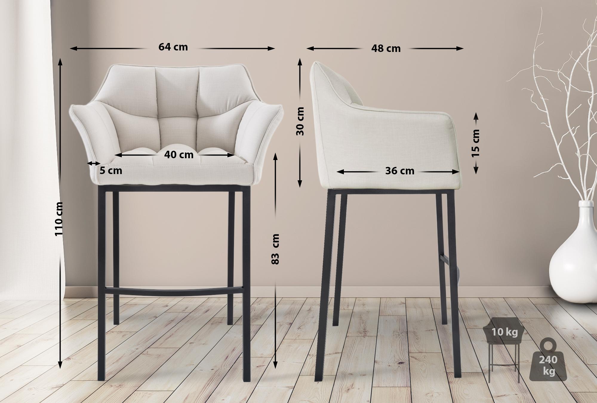 Barhocker Damaso B Stoff mit 4-Fuß Gestell