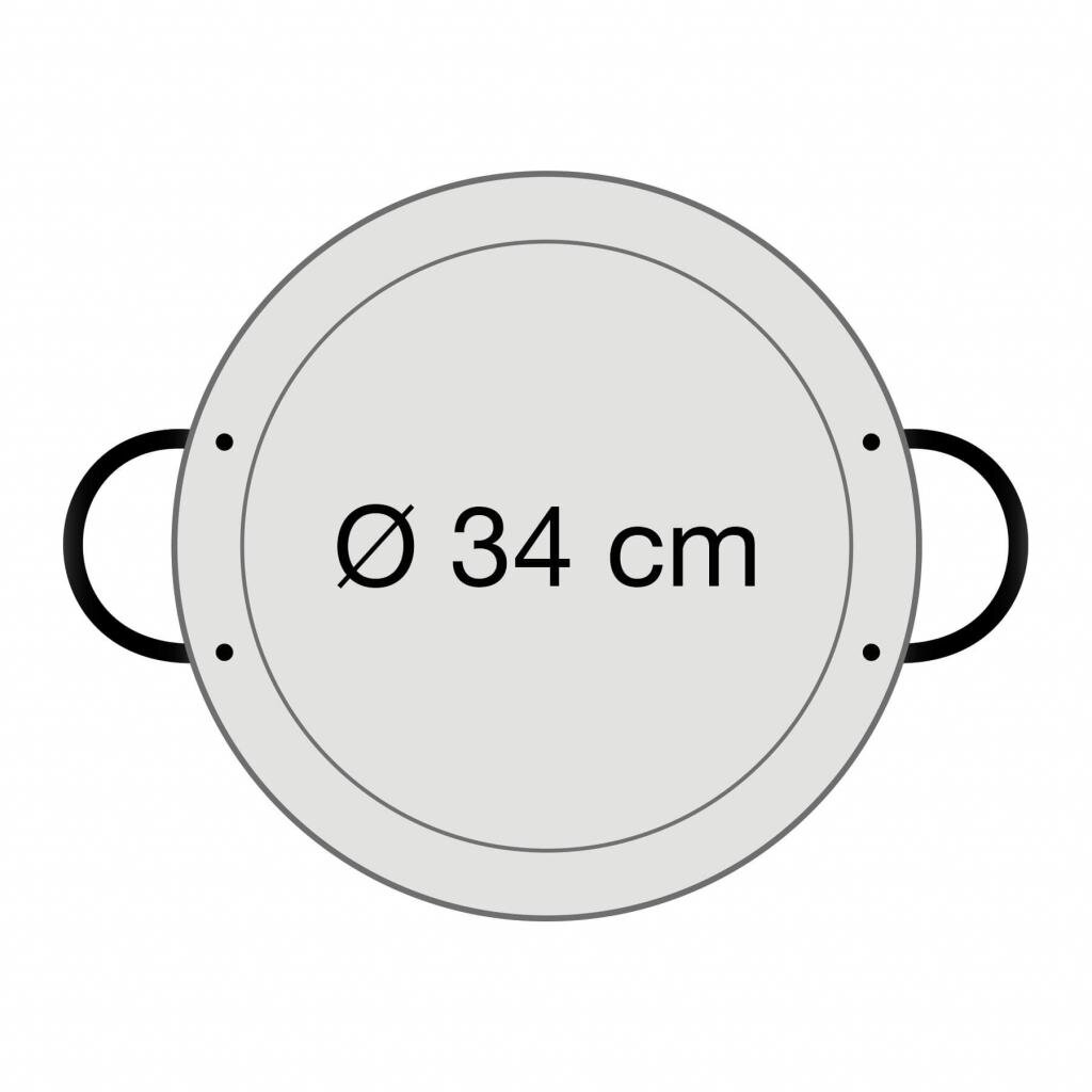 Original spanische Paelle Pfanne Typ 'Valencia' - leicht, Ø 34 cm, polierter Stahl, robust und preiswert: Ideal für Paella, Pfannen-/Reisgerichte
