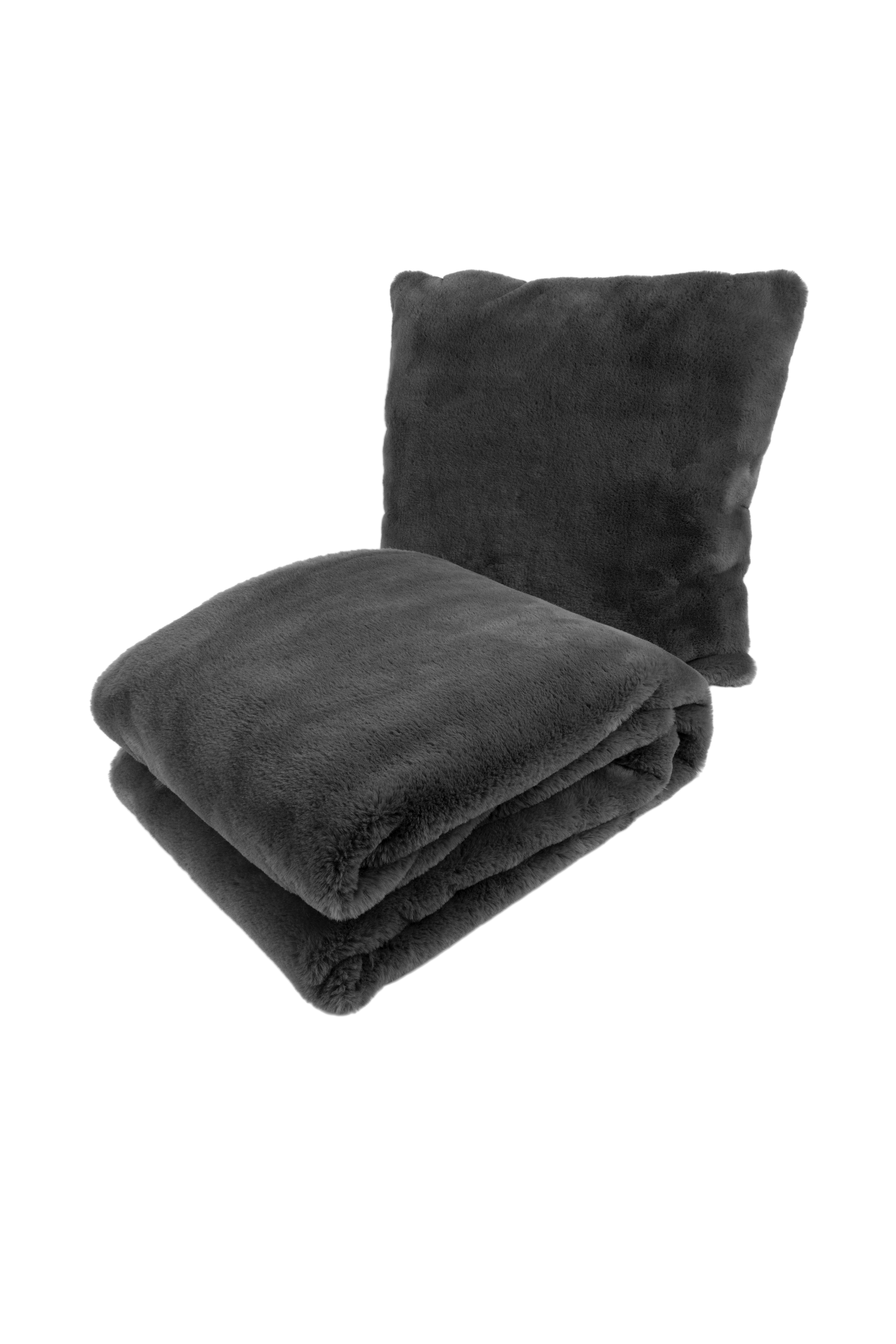 Kissen-Decken-Set Dekokissen & Decke Aimee 625 2er-Set Anthrazit