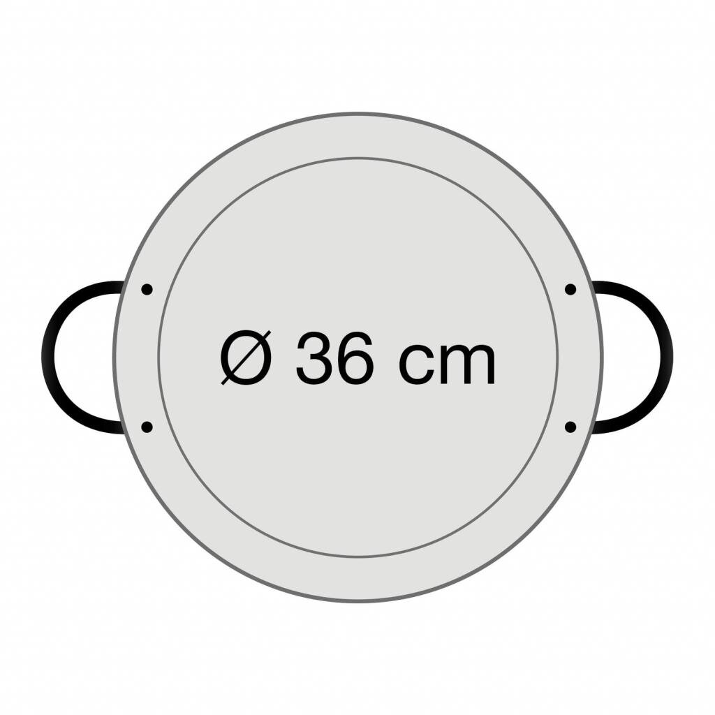 Original spanische Paelle Pfanne Typ 'Valencia' - leicht, Ø 36 cm, polierter Stahl, robust und preiswert: Ideal für Paella, Pfannen-/Reisgerichte