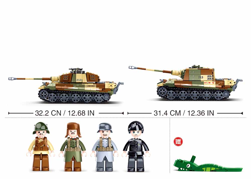 Sluban Bau- & Konstruktionsspielzeug Sluban M38-B0980 - Army Battle of Budapest - Großer Deutsche Panzer 2in1