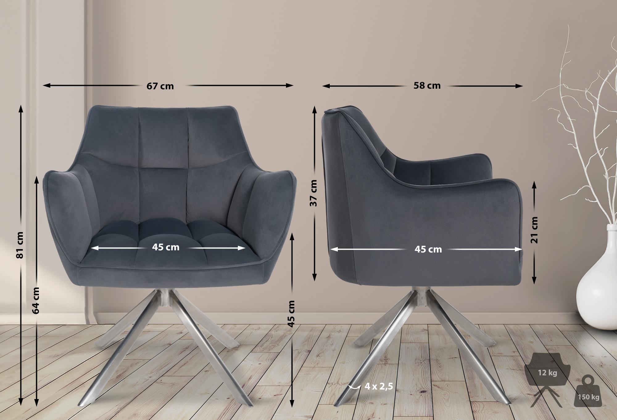 Esszimmerstuhl Swing Samt edelstahl