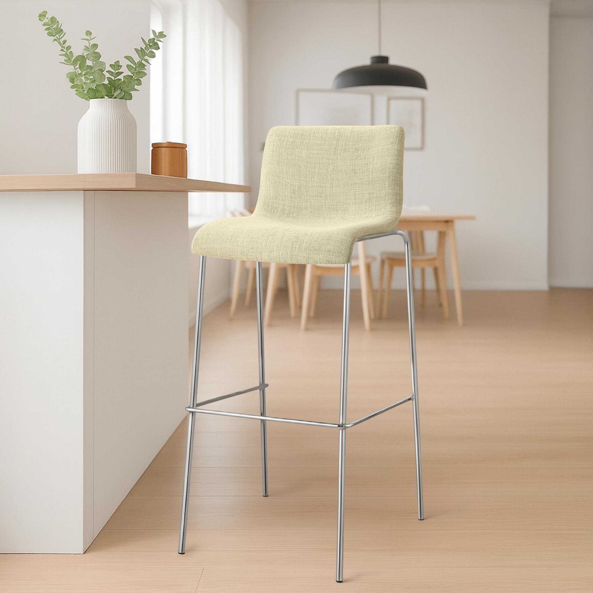 Barhocker Hoover Stoff 4-Fuß Gestell Chrom