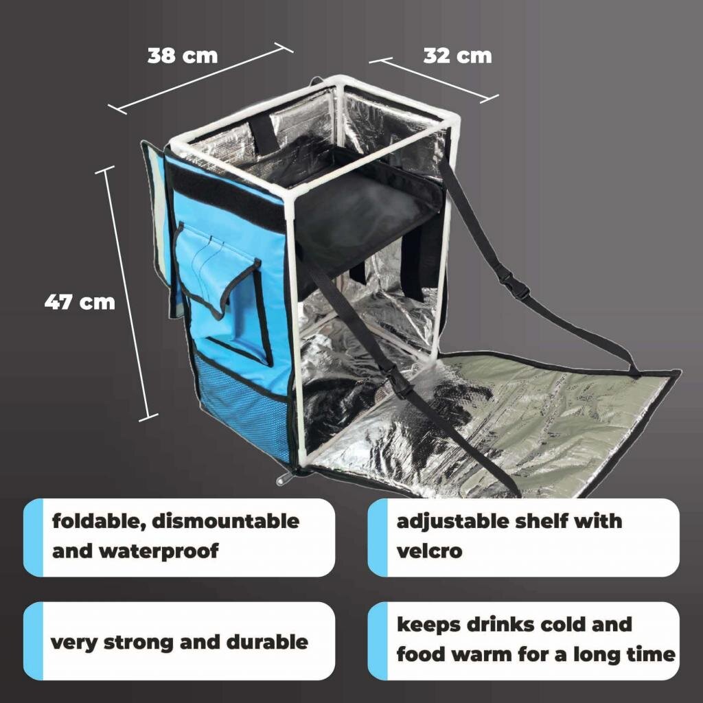 CoolQuest isolierte Kühltasche 42 Liter in Schwarz Thermobox wasserdicht Picknick Rucksack Liefertasche