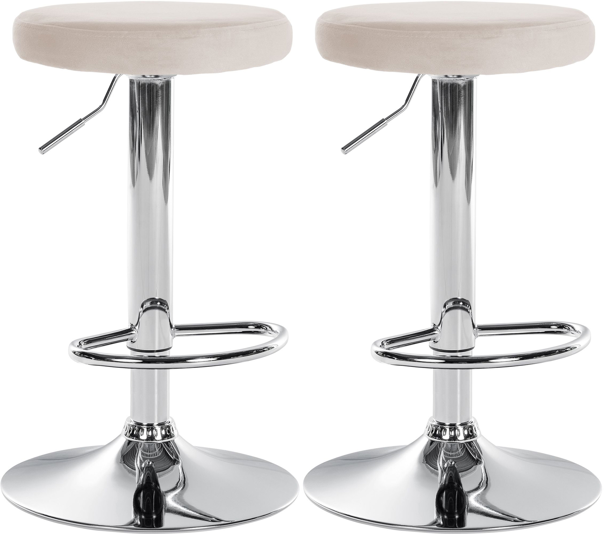 2er Set Barhocker Ponte Samt chrom