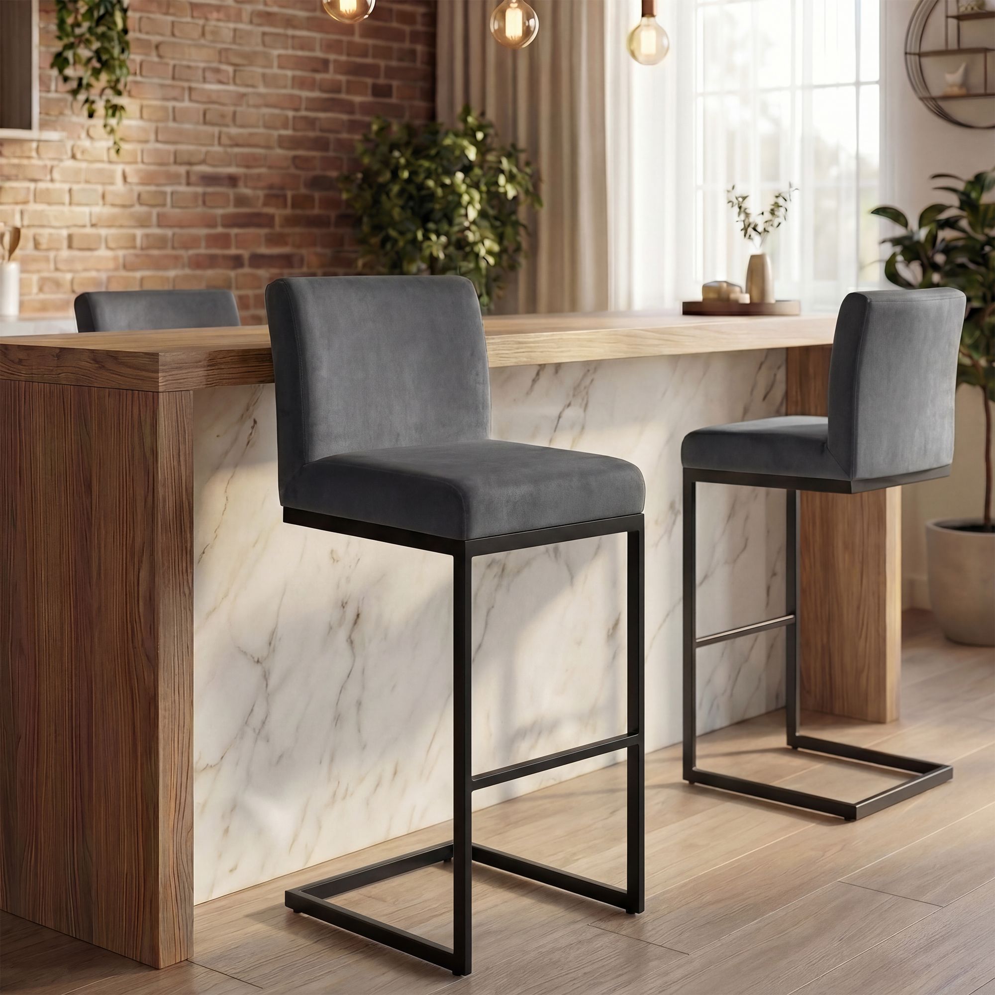 2er Set Barhocker Hopewell Samt B