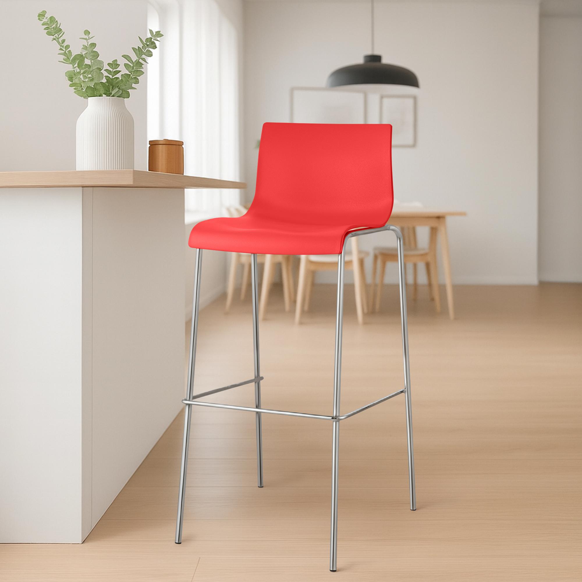 2er Set Barhocker Hoover Kunststoff 4-Fuß Gestell chrom