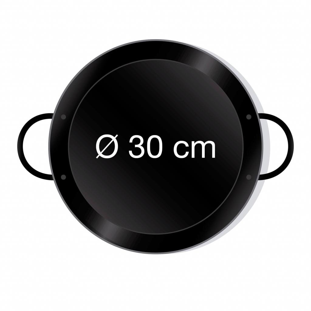 Leichte emaillierte Paella Pfanne Ø 30 cm mit Griffen - Universell einsetzbar und robust: Original spanische Paella Pfanne Typ Valenciana