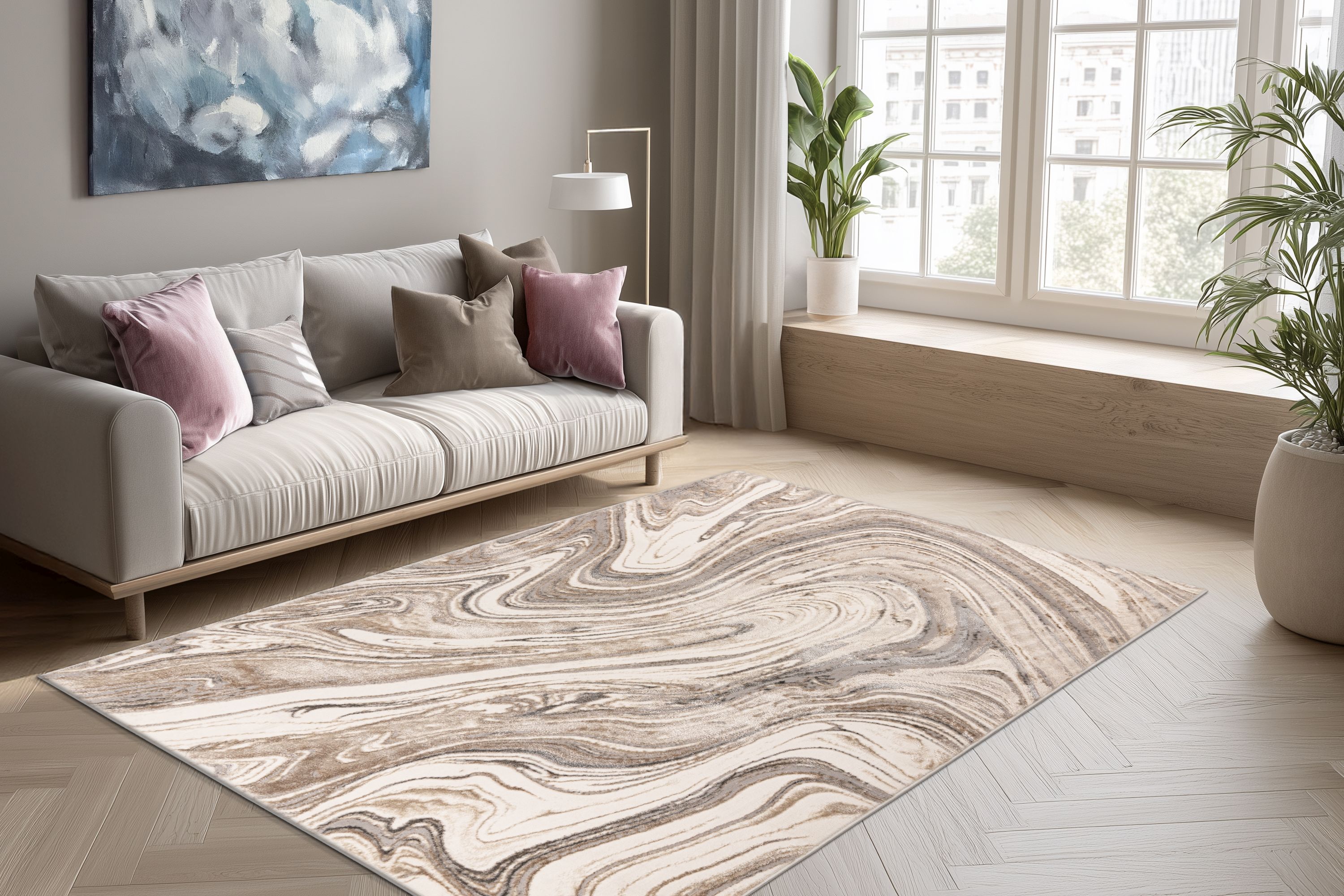 Teppich Chalk 125 Silber / Beige 120 x 170 cm