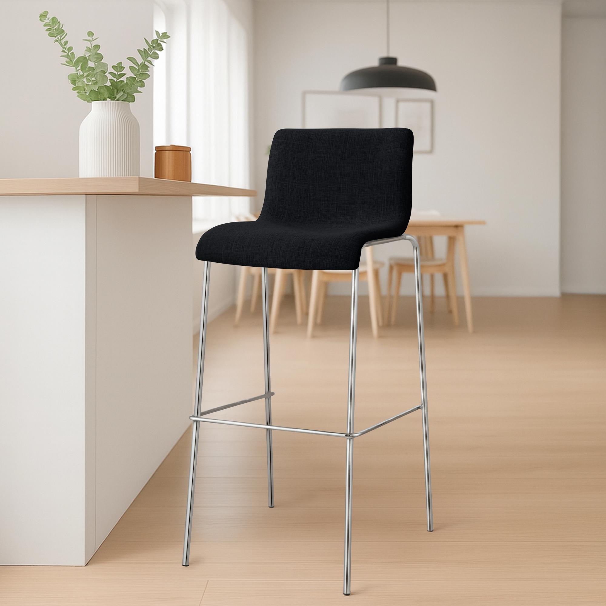 Barhocker Hoover Stoff 4-Fuß Gestell Chrom