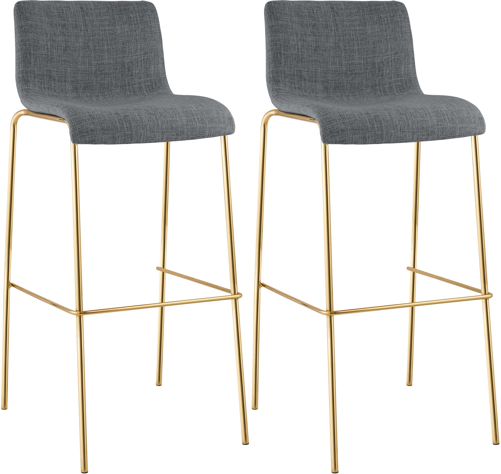 2er Set Barhocker Hoover Stoff 4-Fuß Gold