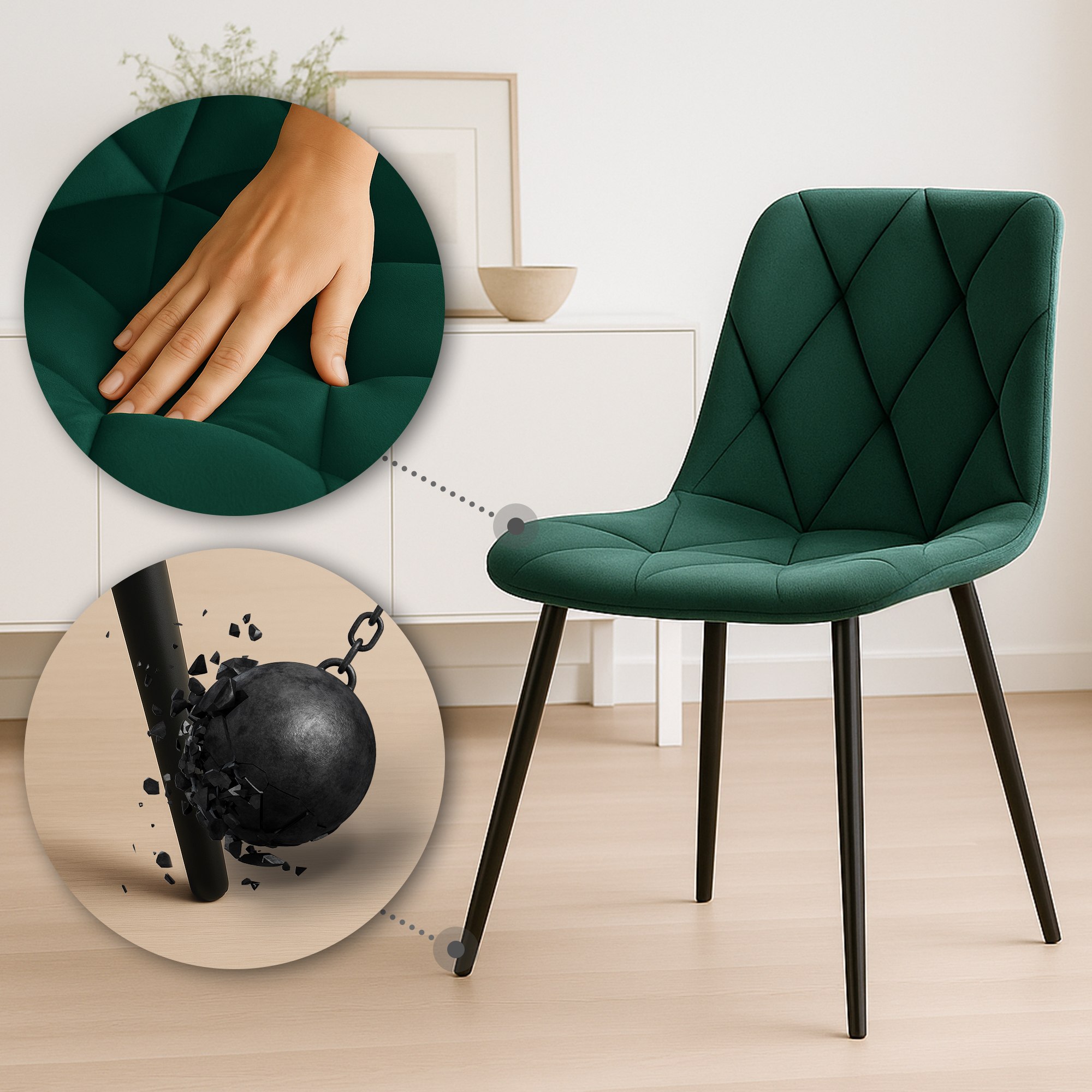 2er Set Esszimmerstuhl Clairton Samt