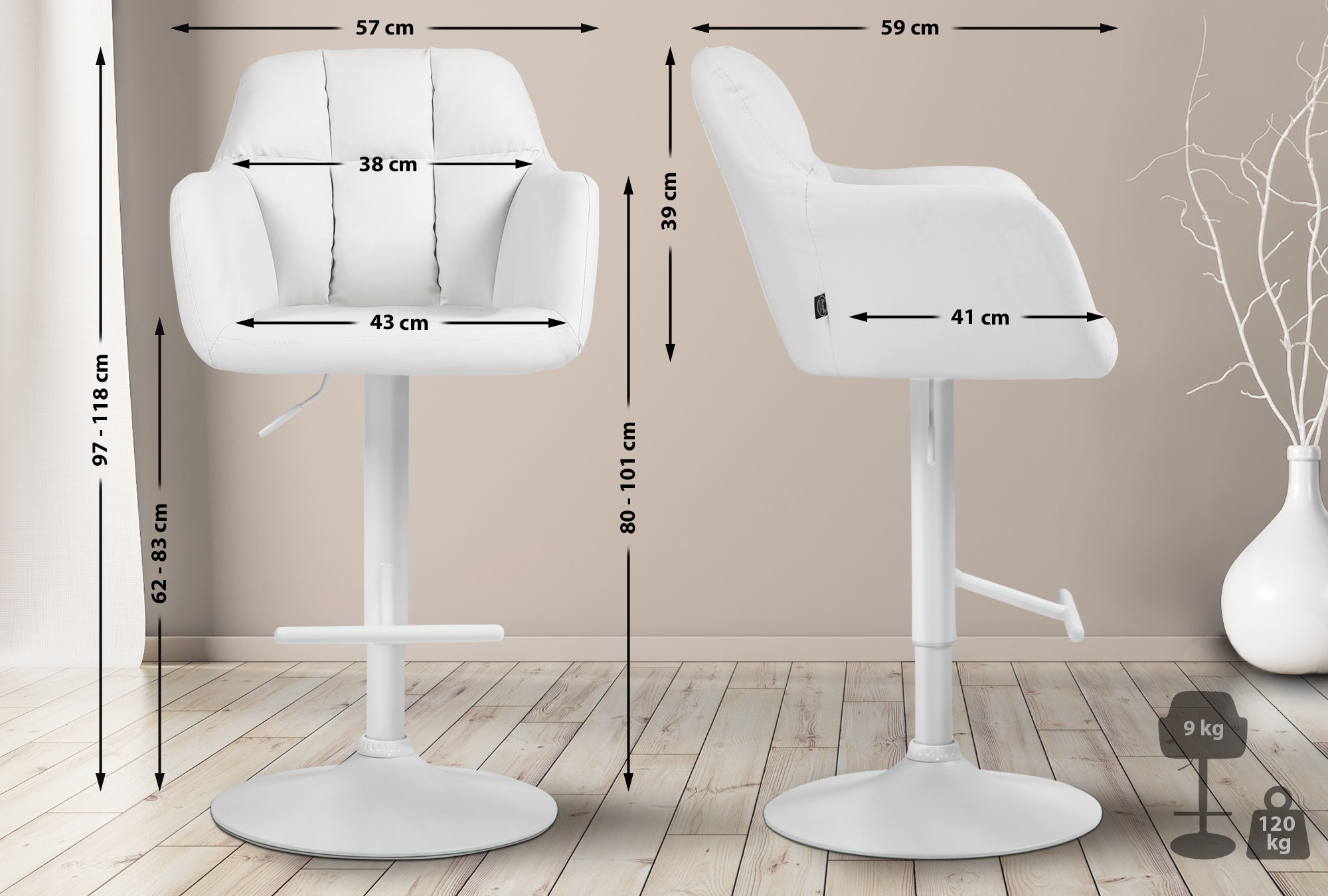 Barhocker Natoma Kunstleder weiß