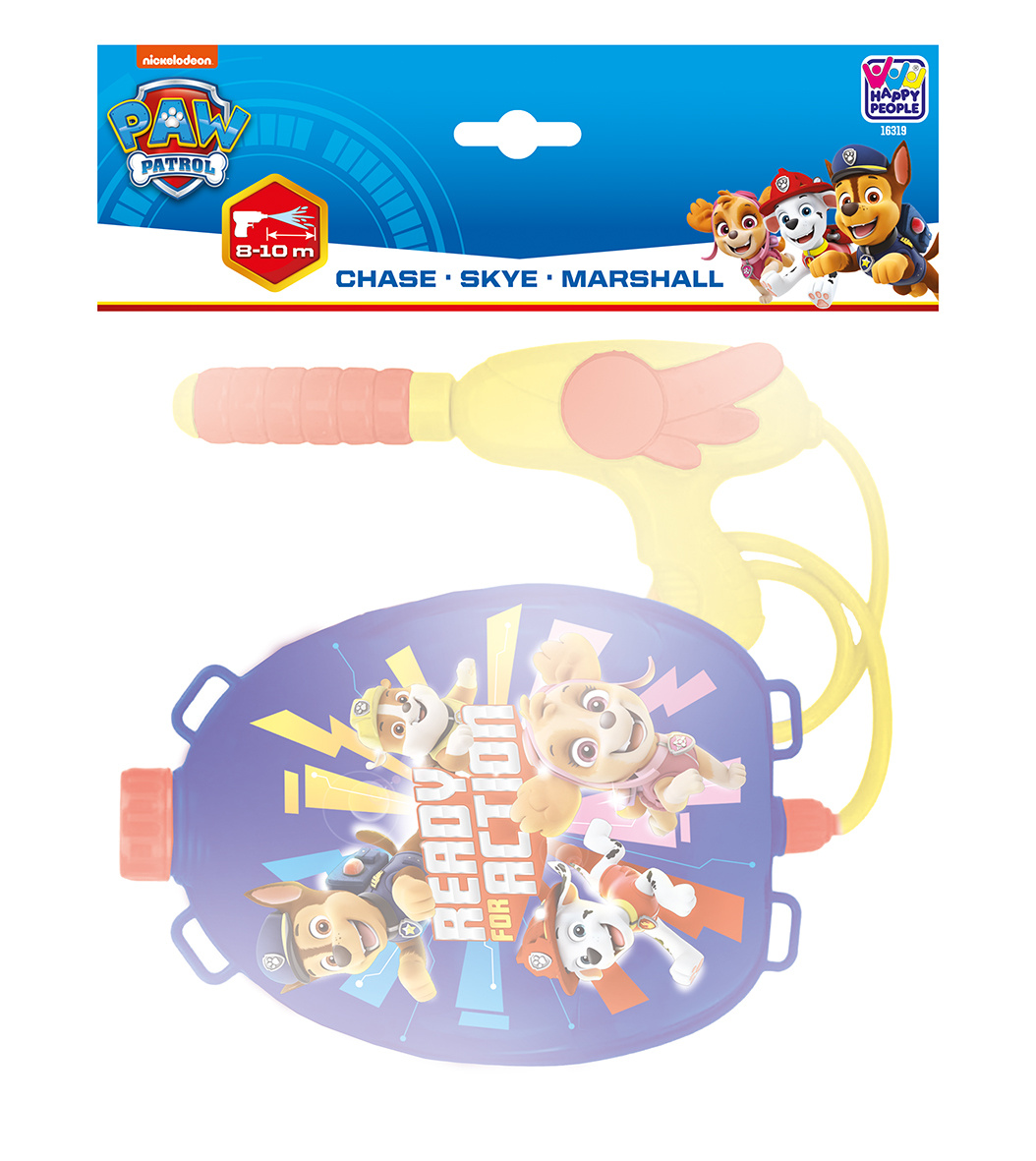 Happy People Paw Patrol Happy People 16319 - Paw Patrol Wasserpistole, Tank als Rucksack