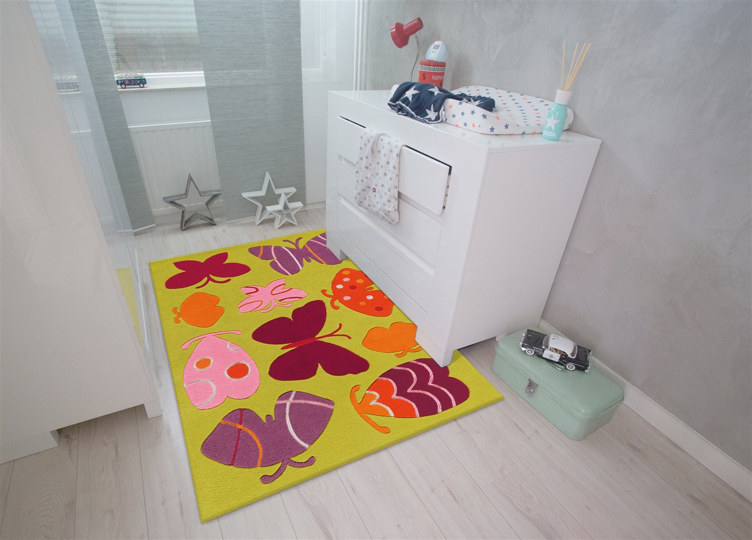 Teppich Spirit Glowy 3140 Multi Butterfly 110cm x 160cm