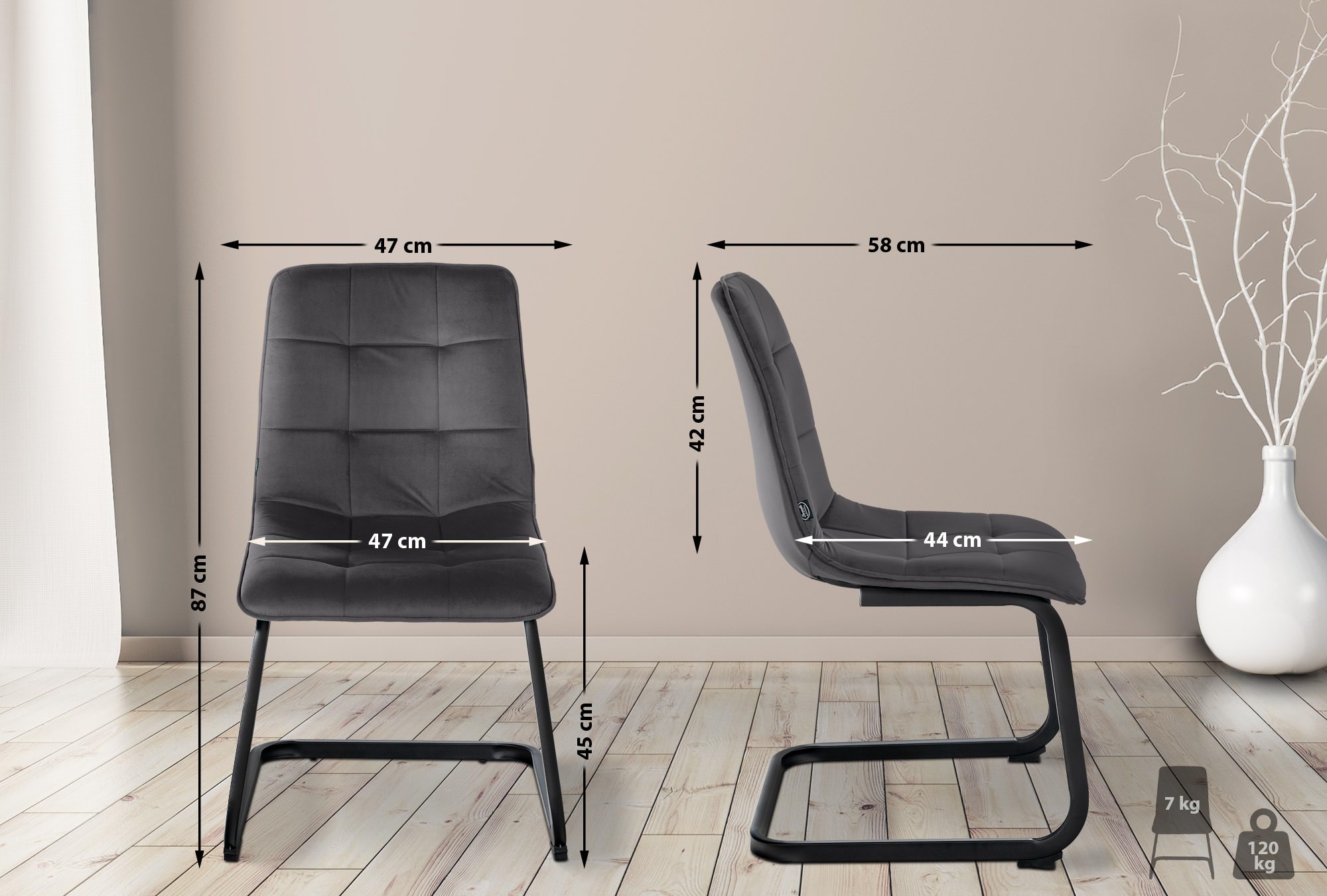 2er Set Esszimmerstuhl Vermont Samt