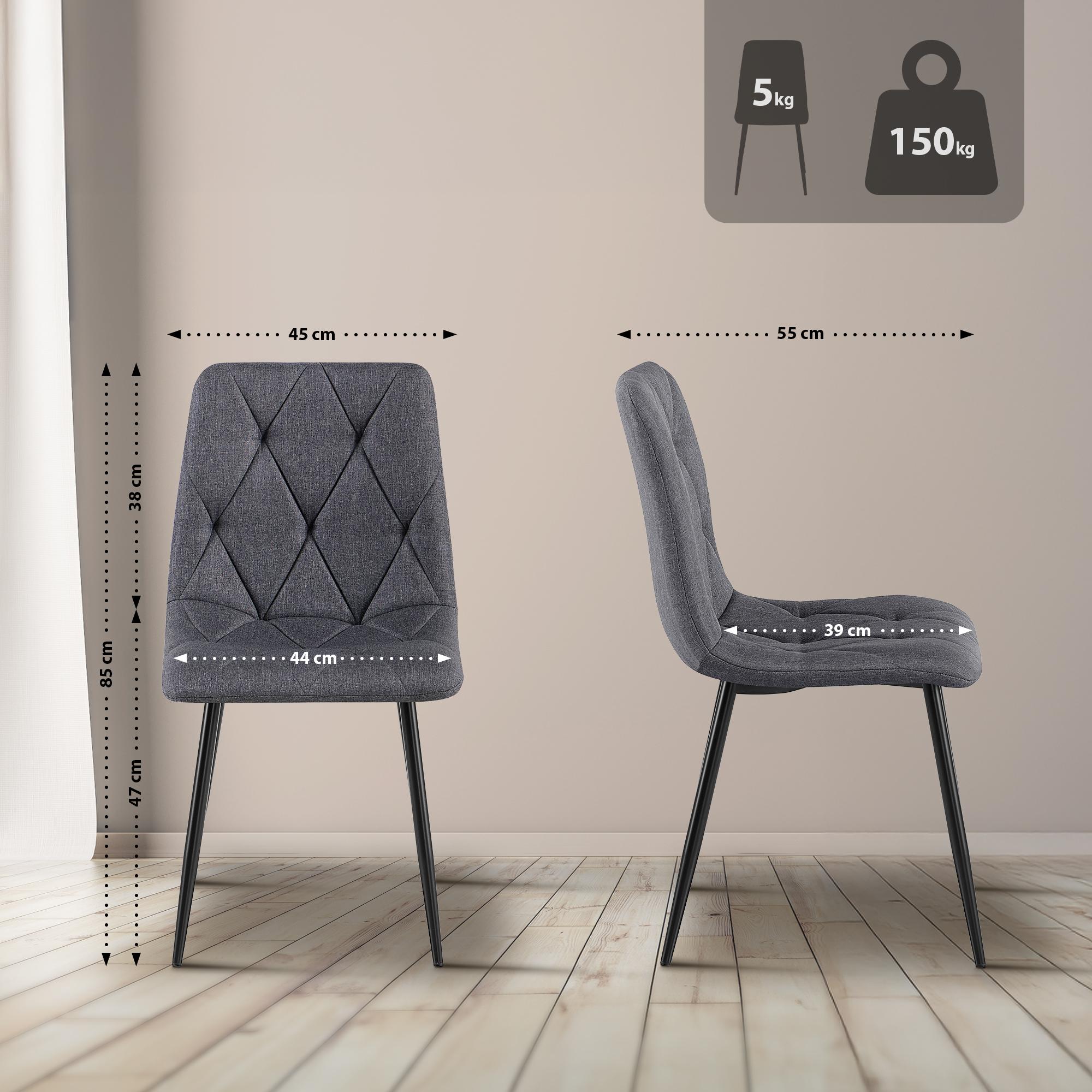 2er Set Esszimmerstuhl Clairton Stoff