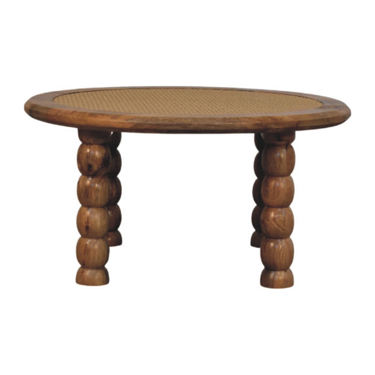 Couchtisch aus Rattan mit Spindelgestell