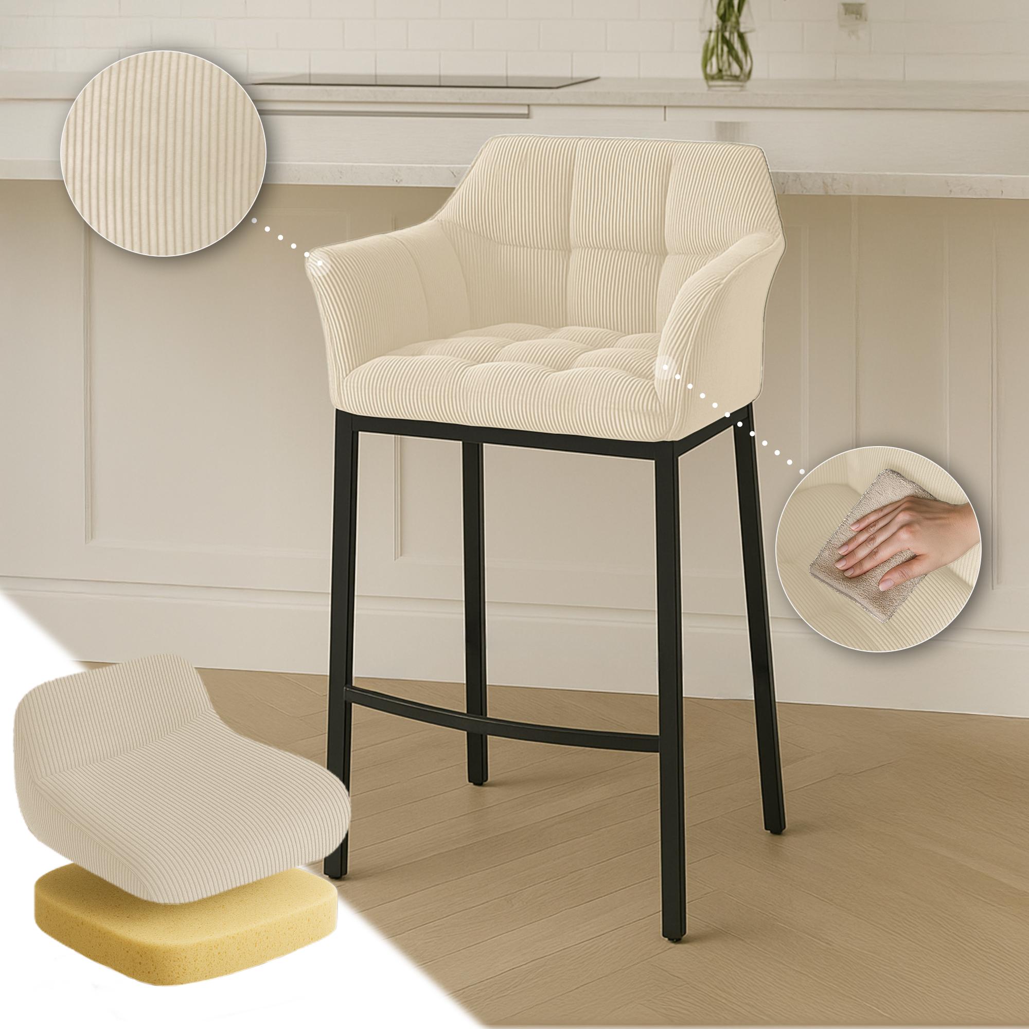 Barhocker Damaso B Cord mit 4-Fuß Gestell