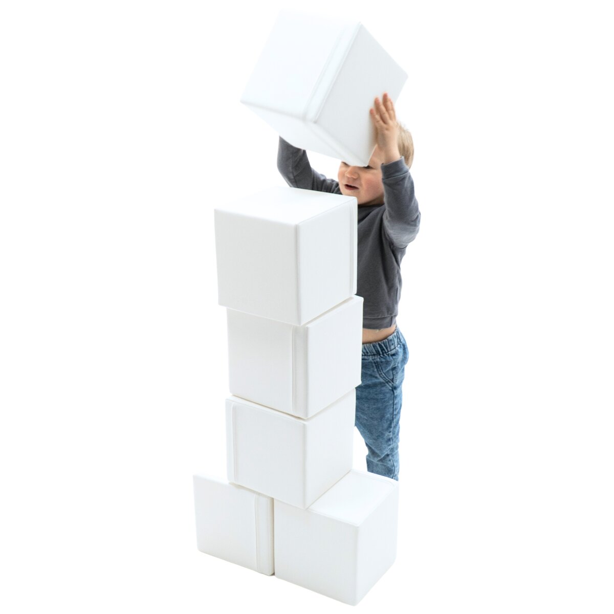 IGLU SET 39 - 6 Würfel SET - Weiß – Sechs weiße Würfel aus Schaumstoff / Schaumstoffbausteine für Kinder