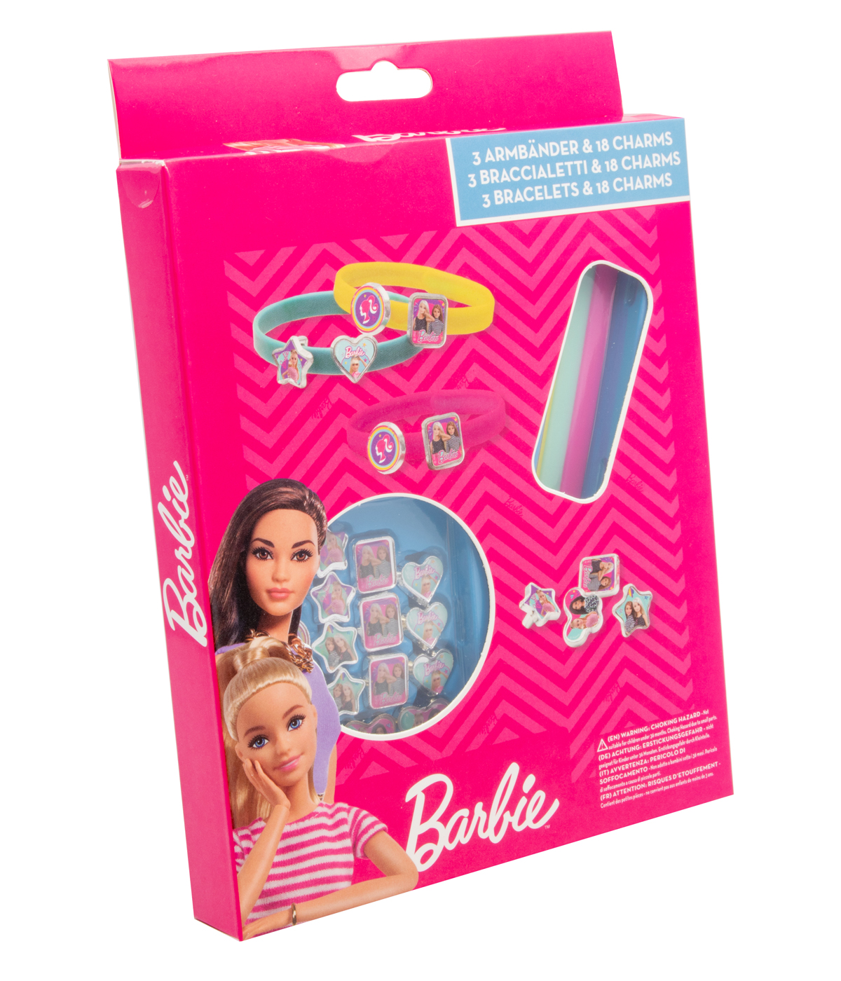 Joy Toy Barbie Barbie - 3 Plastikarmbänder mit 18 Charms zum Anmachen