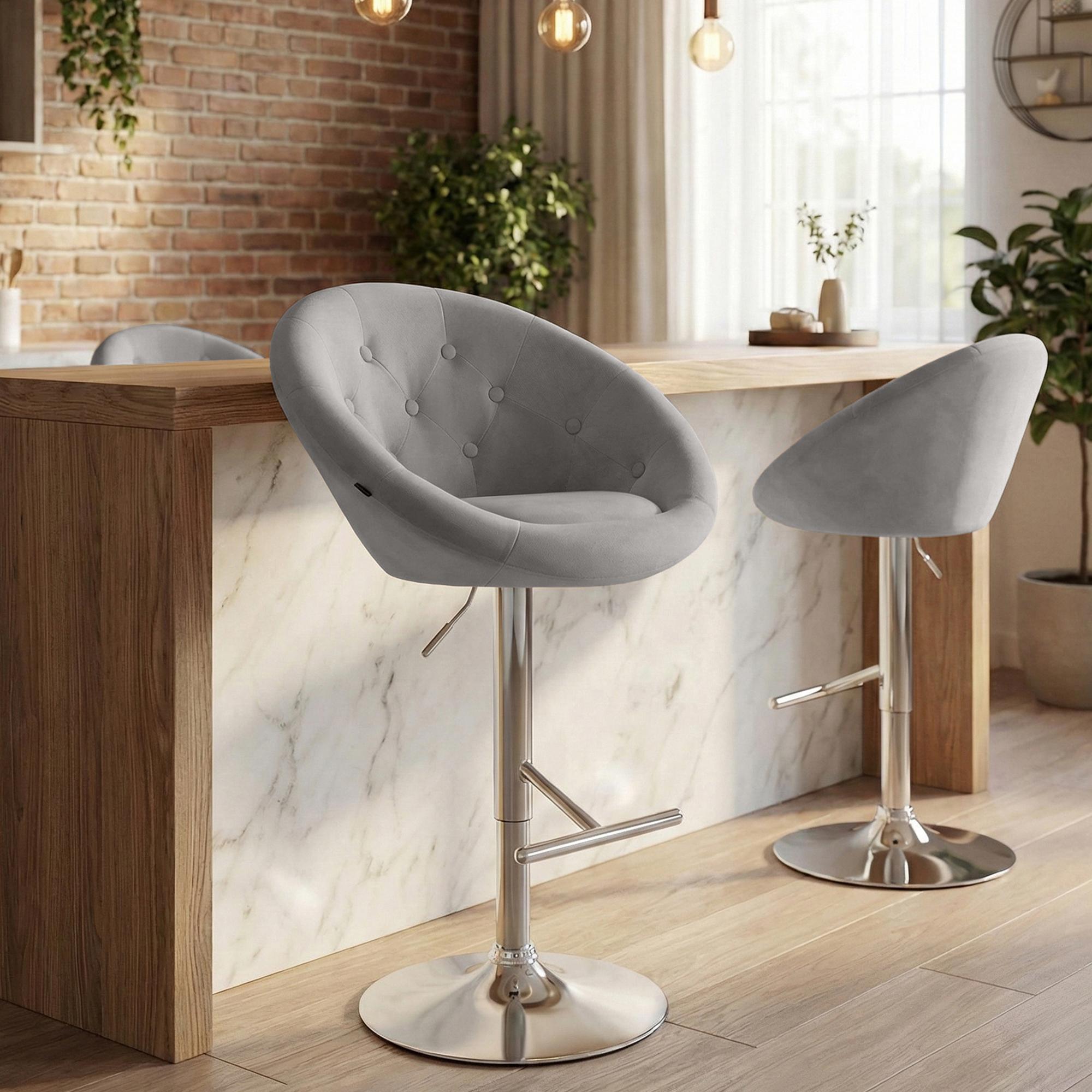 Barhocker London Samt chrom