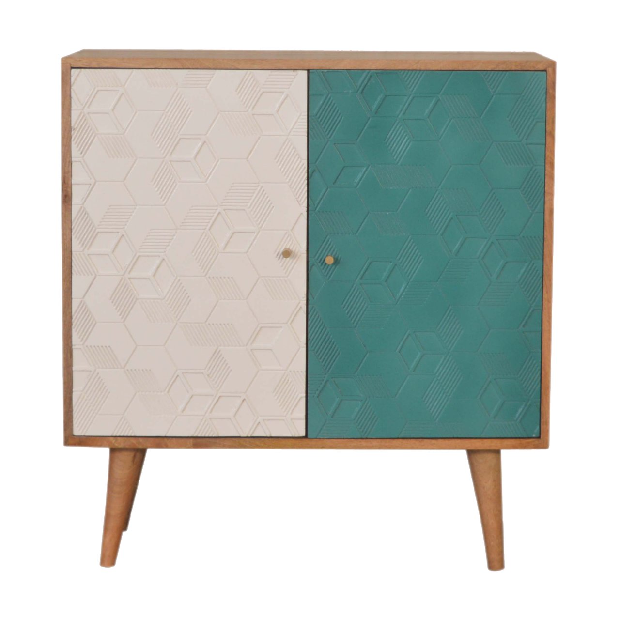 Schrank in den Farben „Acadia Teal“ und Weiß