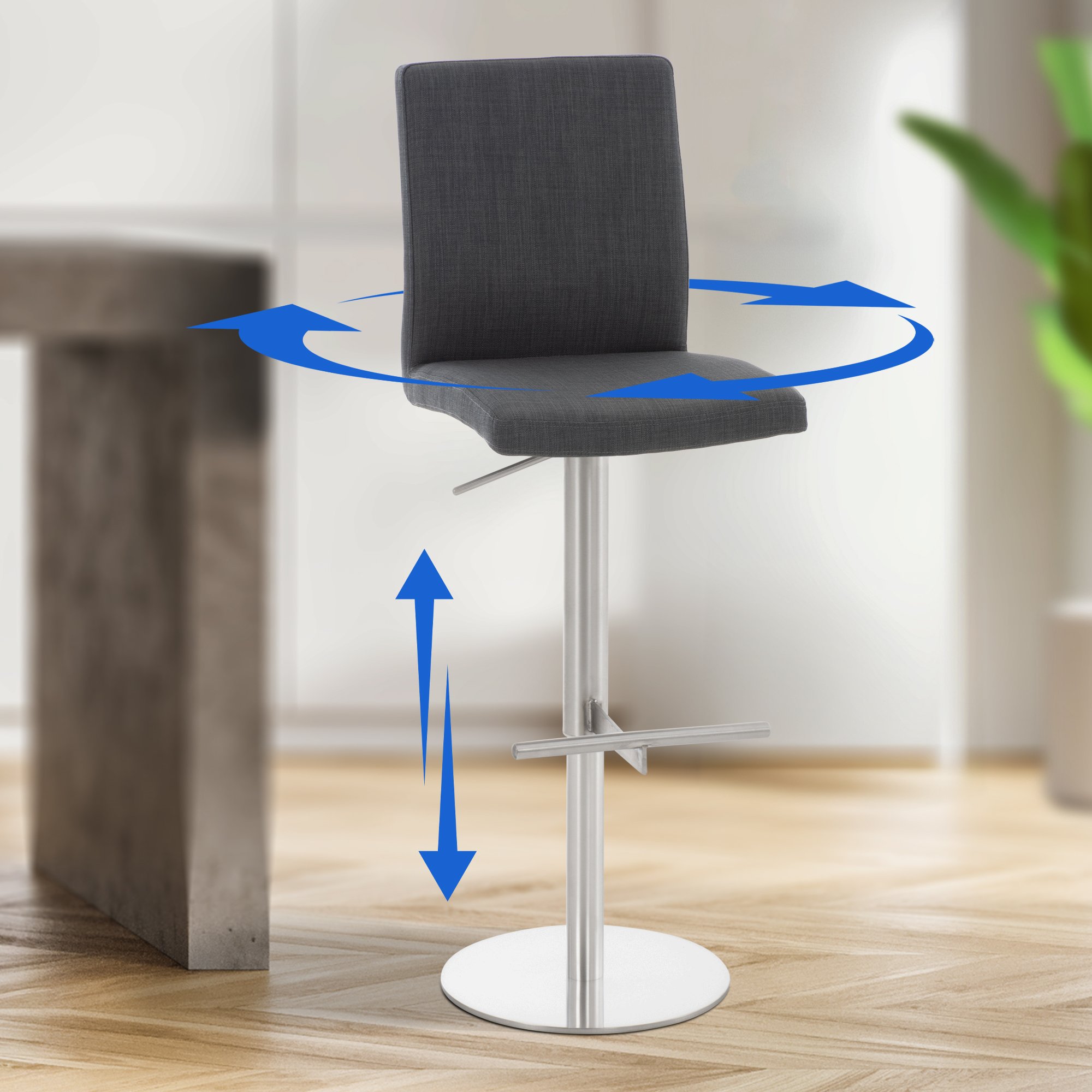 Barhocker Cadiz Stoff edelstahl