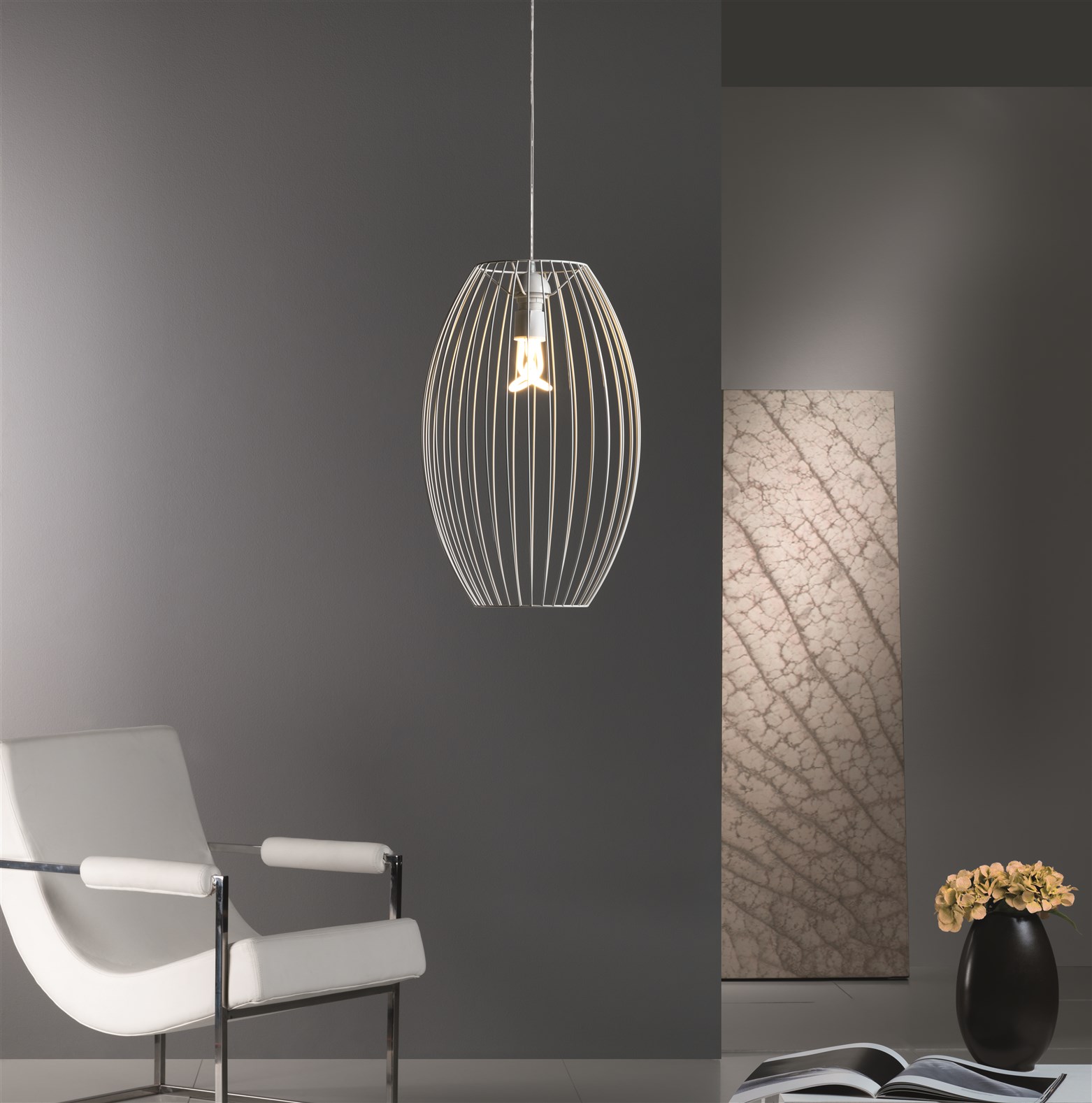 Deckenlampe mit Drahtgestell Weiß