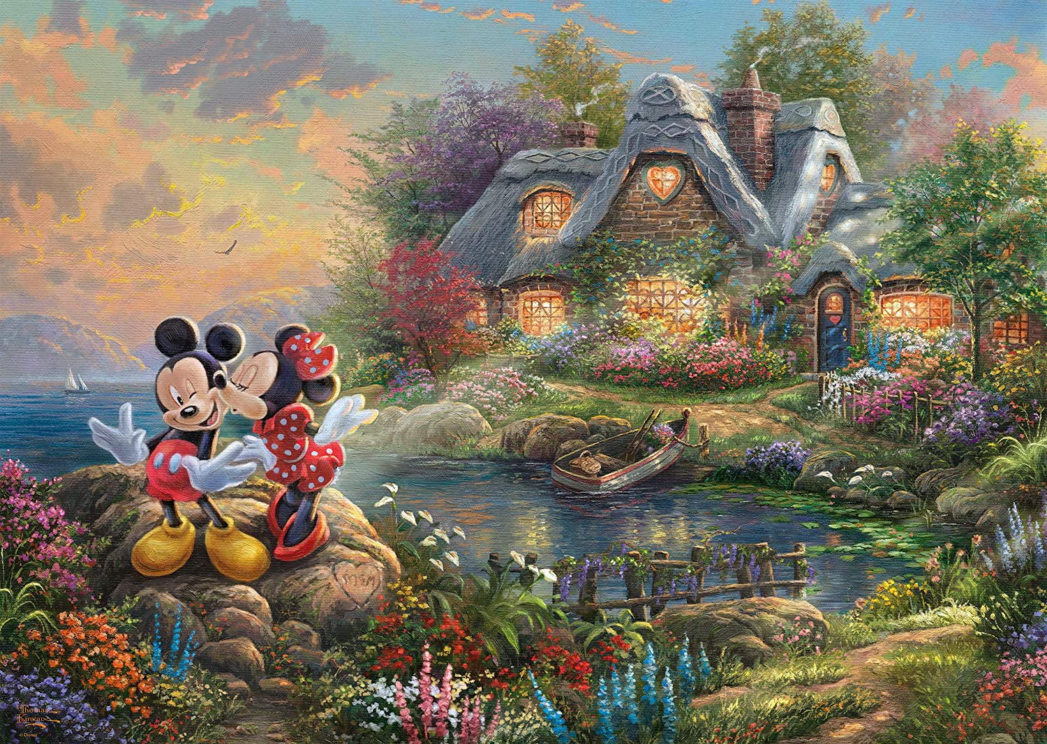 Schmidt Spiele GmbH Puzzles Disney, Sweethearts Mickey & Minnie - 1000 Teile Puzzle (Thomas Kinkade)