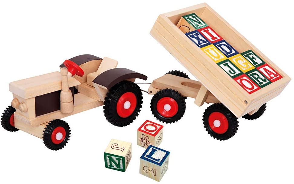 Bino & Mertens Modelle & Fahrzeuge Bino & Mertens - Tracki Bobo - Traktor mit ABC- Anhänger