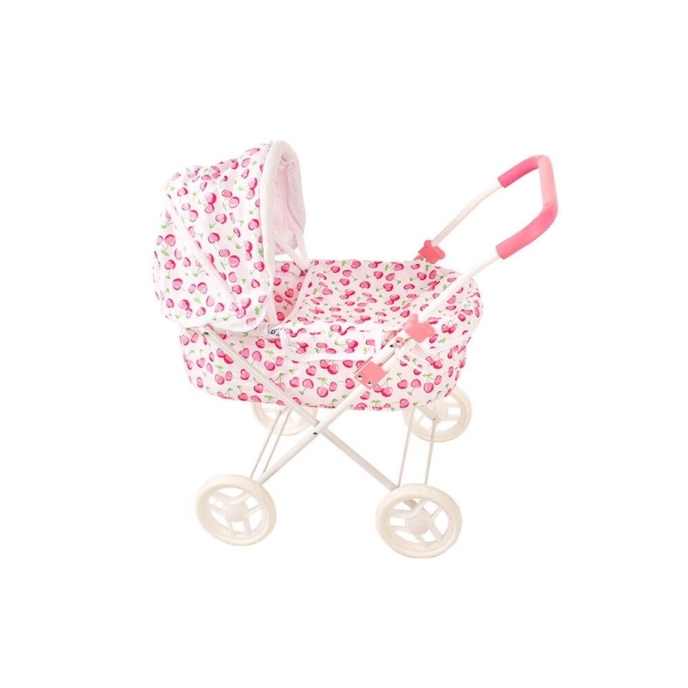 BabyTrold Puppenwagen weiß mit Kirschen in klassischem Design