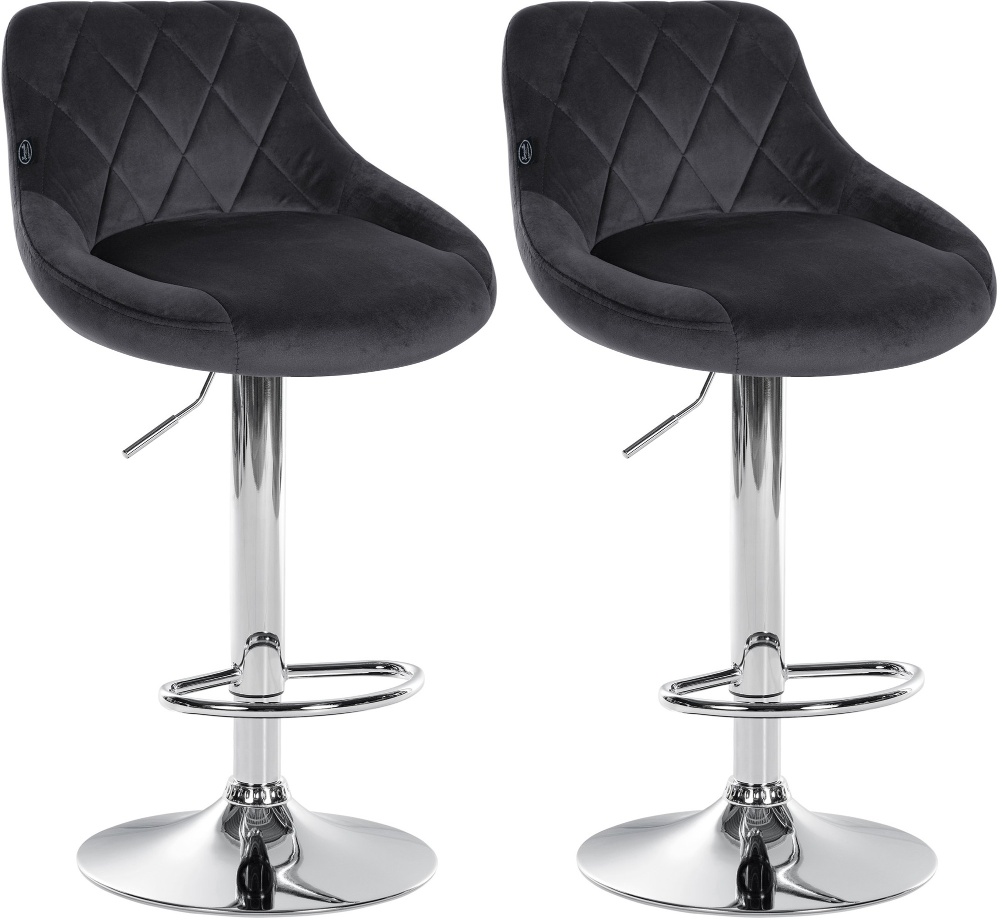 2er Set Barhocker Lazio Samt chrom