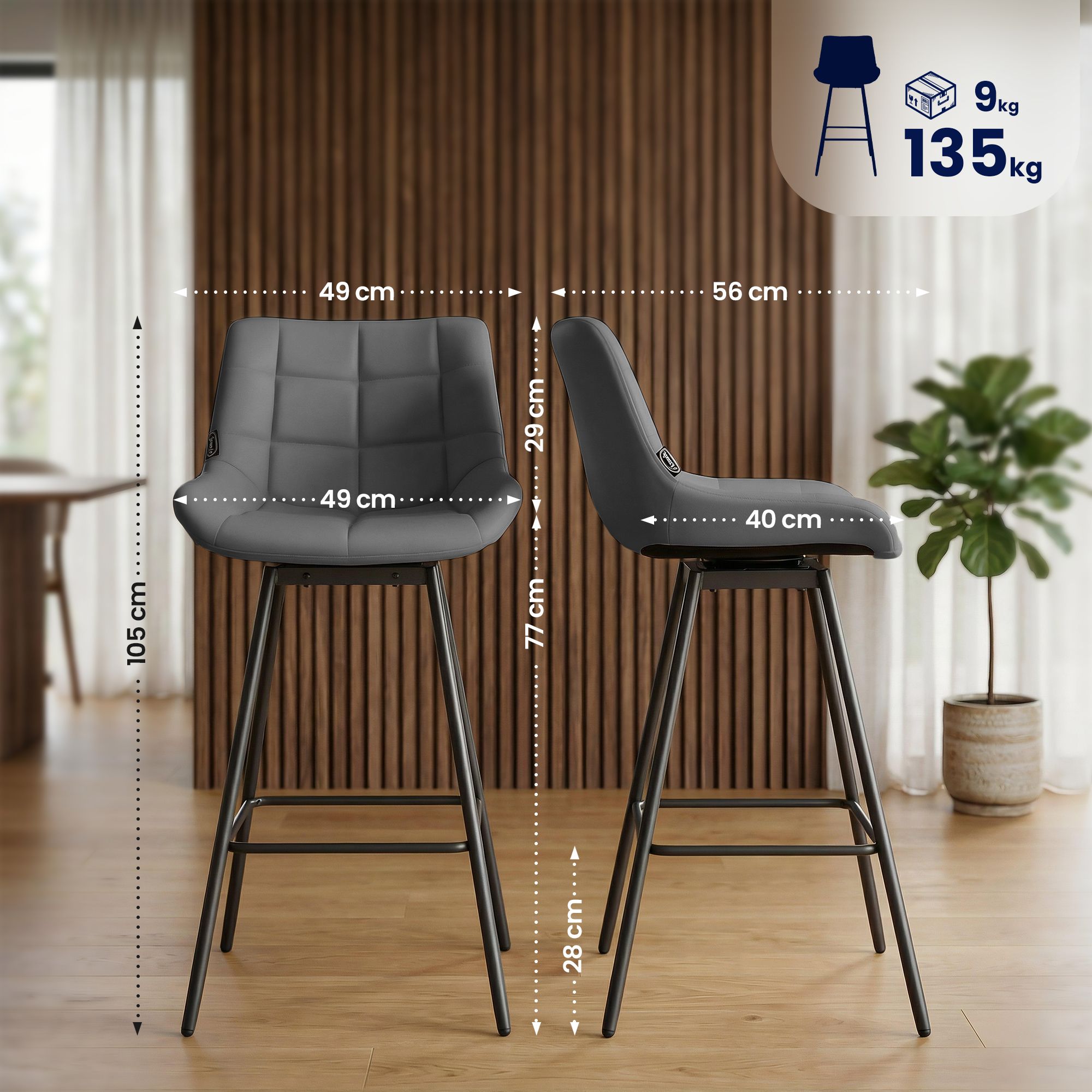 Barhocker Weston Schwenkbar Kunstleder