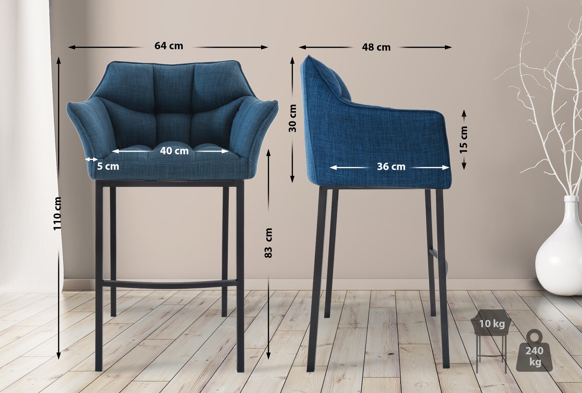 Barhocker Damaso B Stoff mit 4-Fuß Gestell