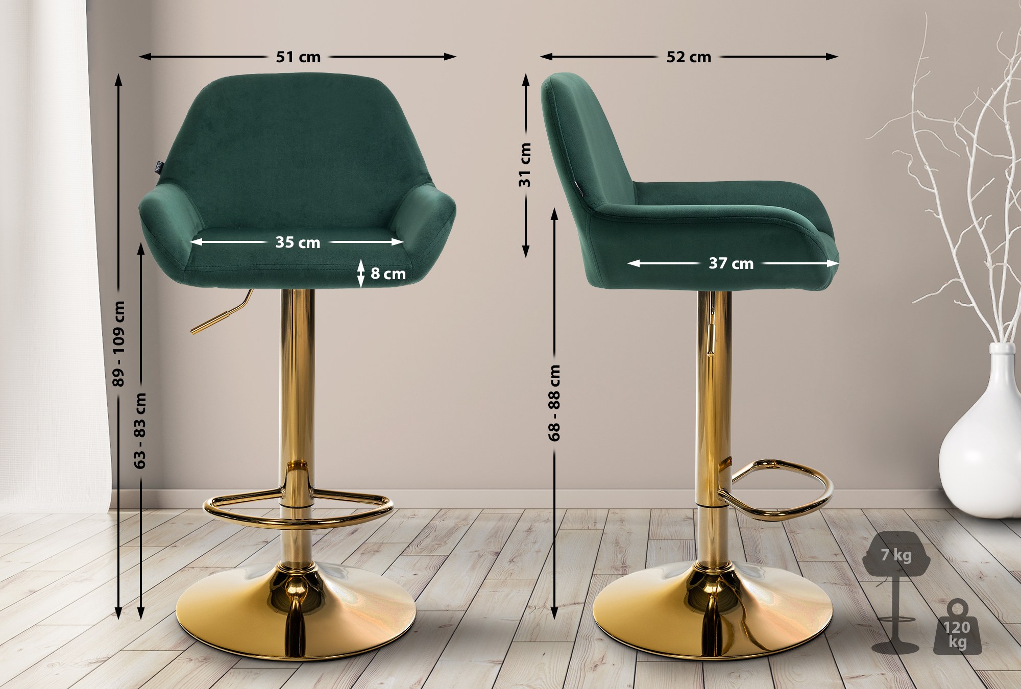 Barhocker Braga Gold Samt