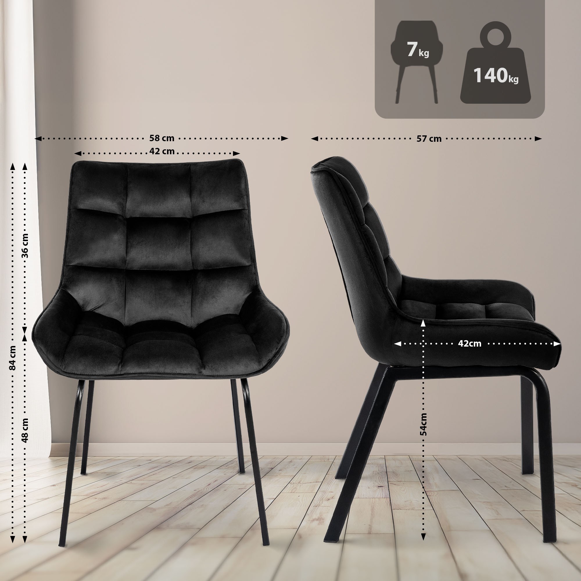2er Set Stuhl Saranda Samt