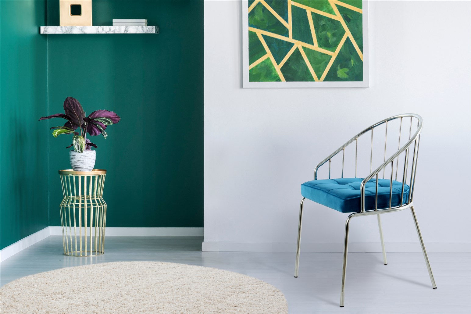 Design-Stuhl Blau / Chrom
