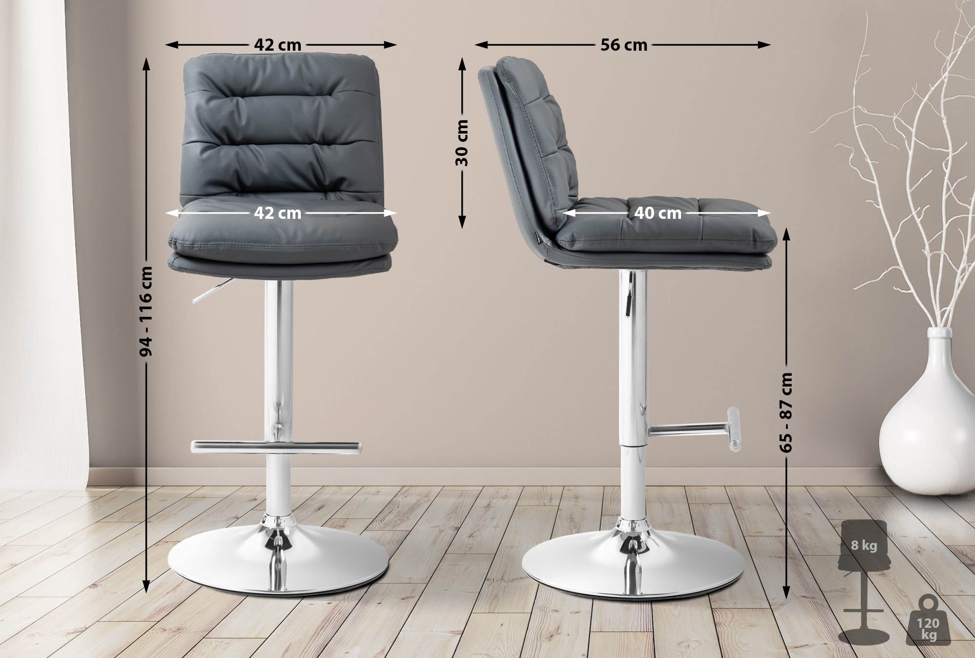 Barhocker Damar Kunstleder chrom