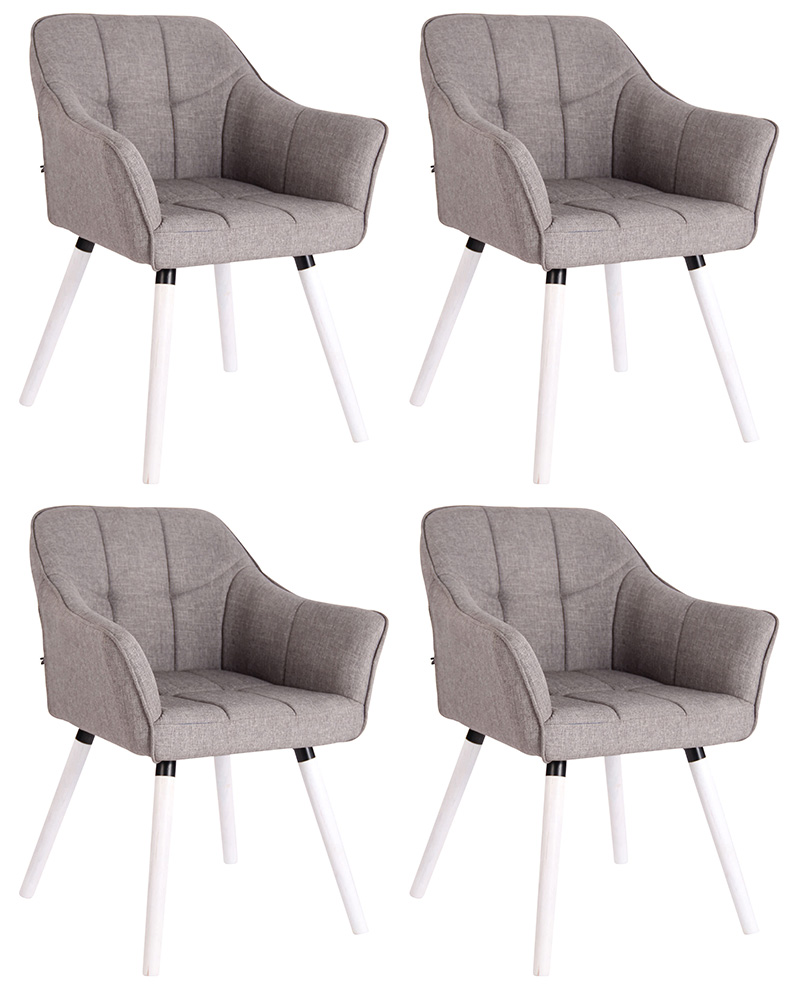 4er Set Esszimmerstuhl Falun Stoff weiß