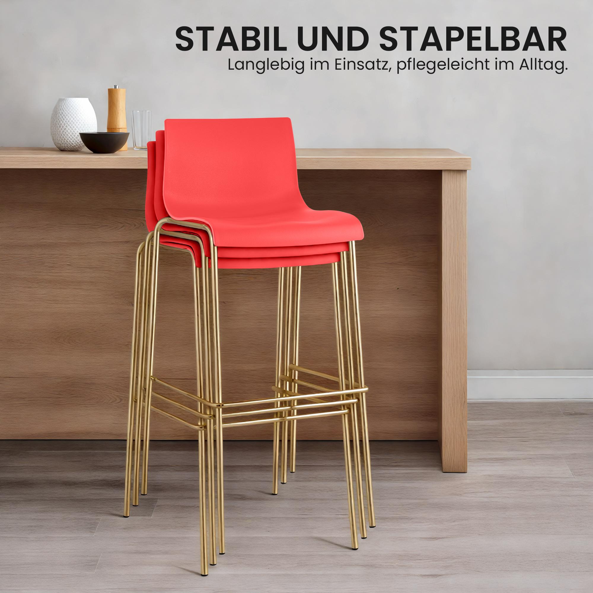 2er Set Barhocker Hoover Kunststoff 4-Fuß Gold