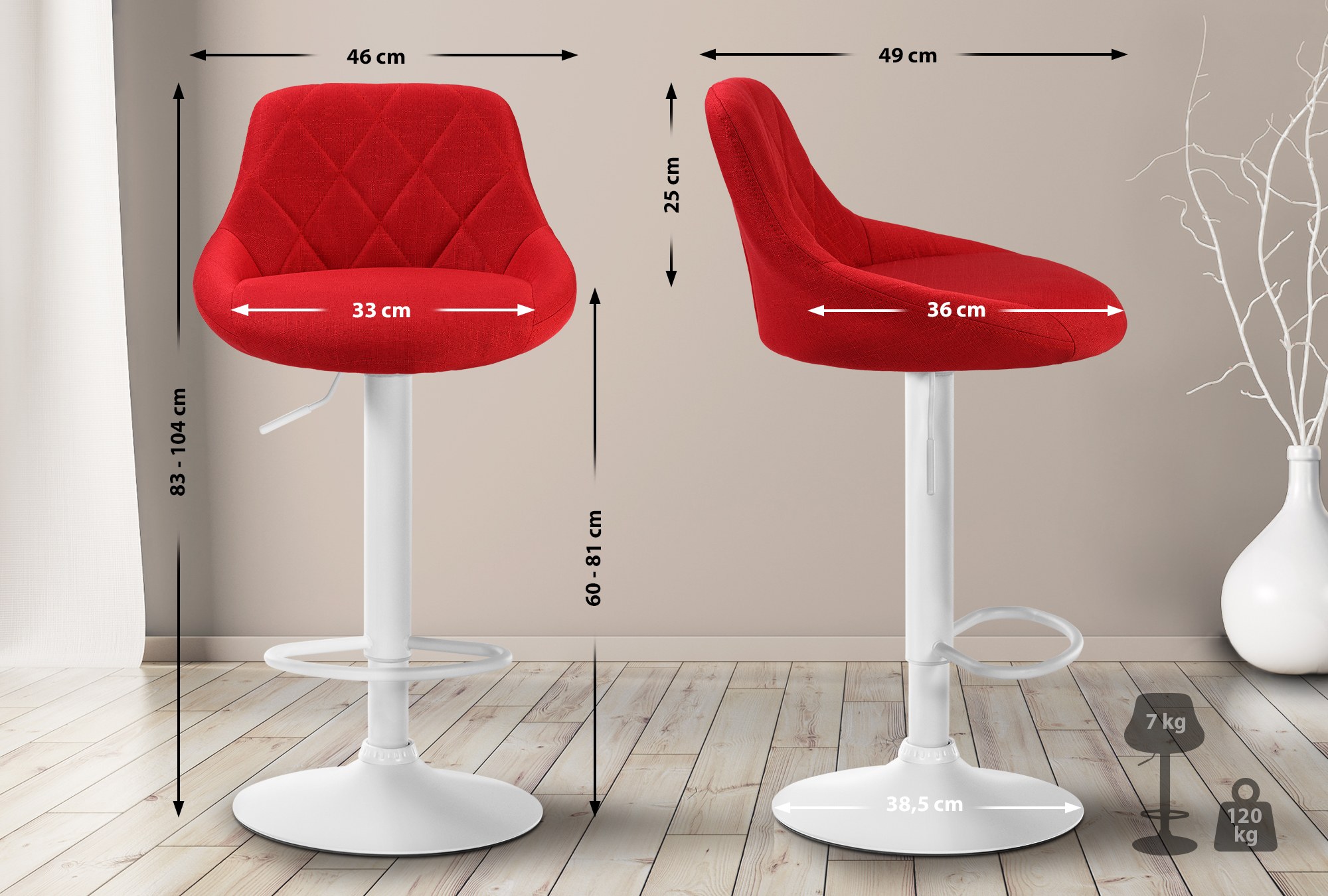 Barhocker Lazio Stoff weiß
