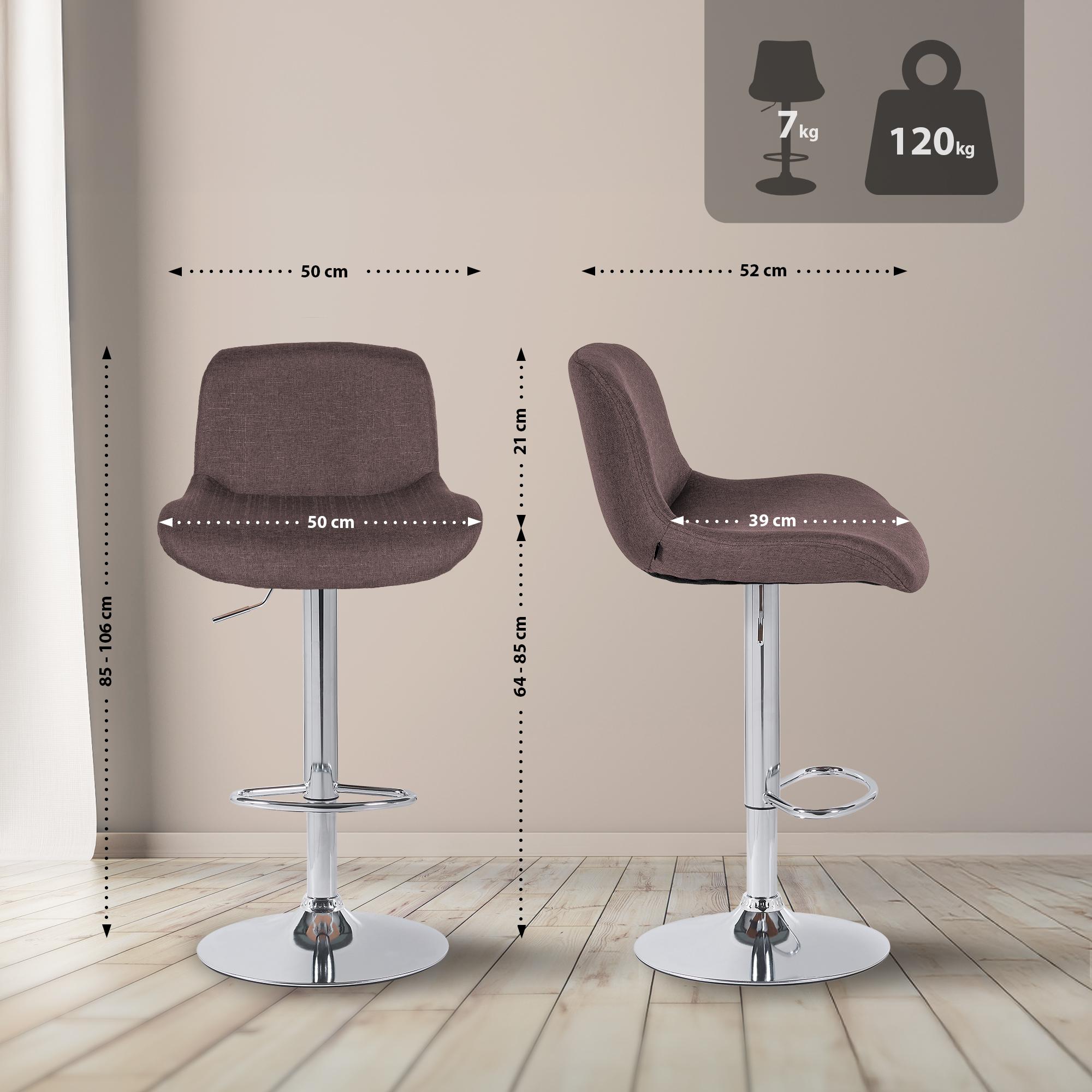 2er Set Barhocker Solon Chrom Stoff