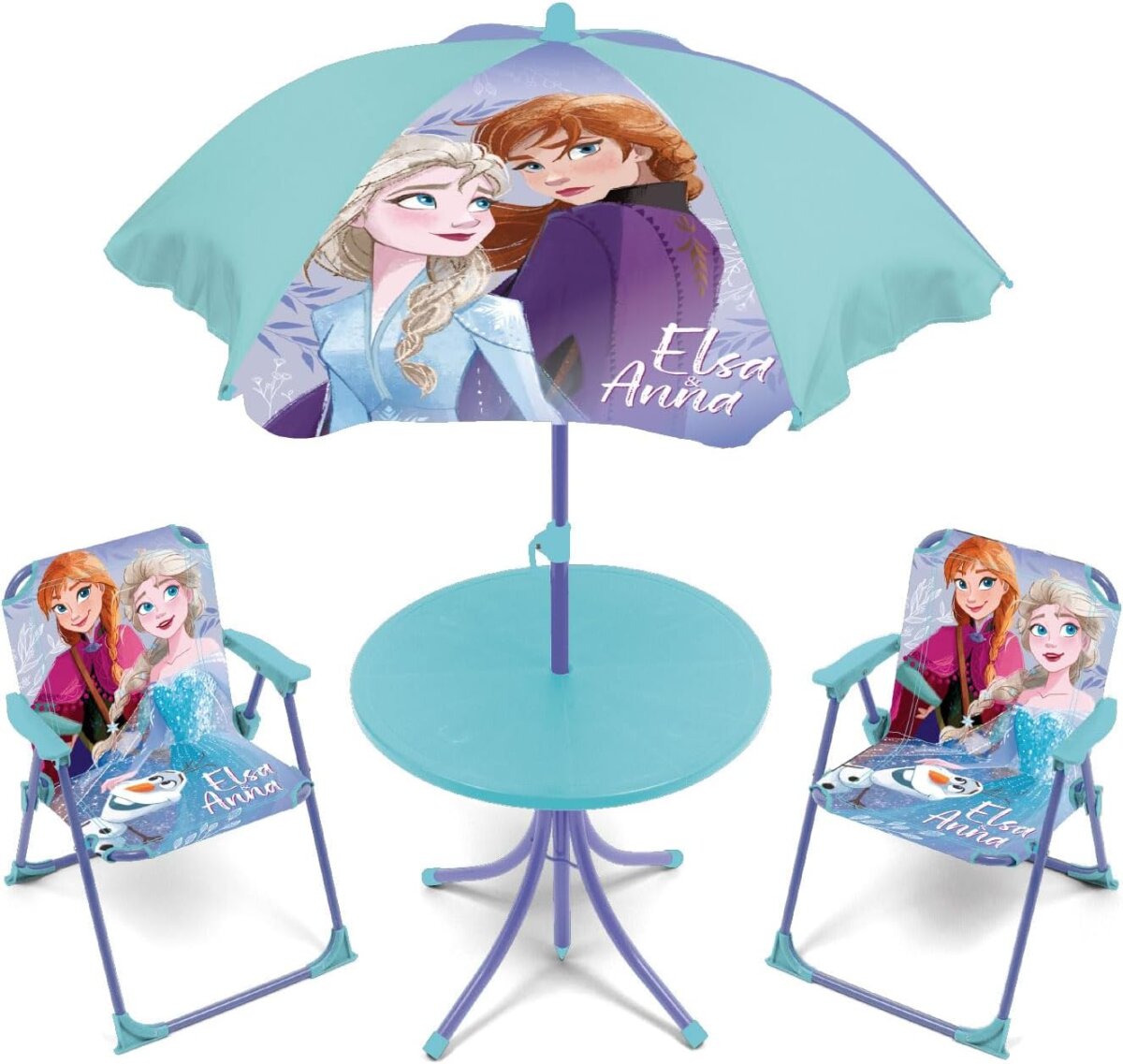 ARDITEX Kinder-Tischset Frozen mit 2 Stühlen & Sonnenschirm – Perfekt für Kinderzimmer, Garten & Terrasse