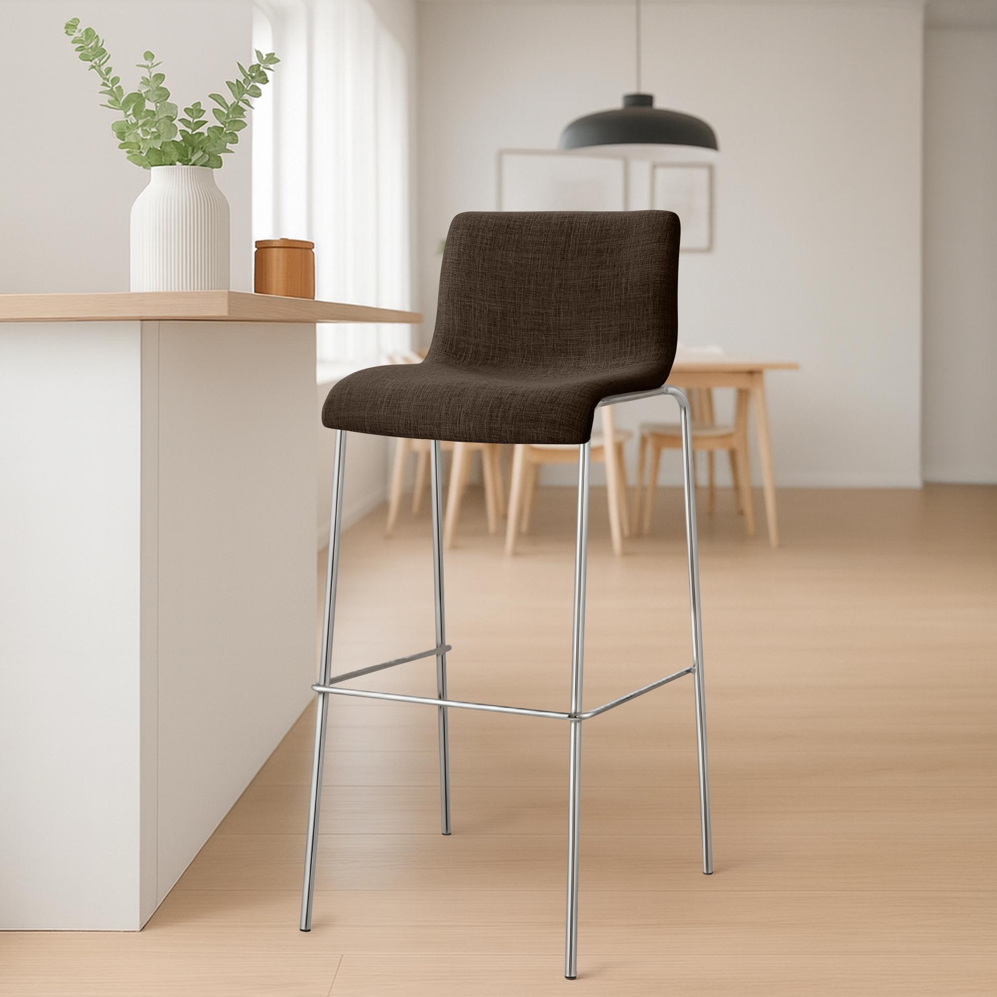 Barhocker Hoover Stoff 4-Fuß Gestell Chrom