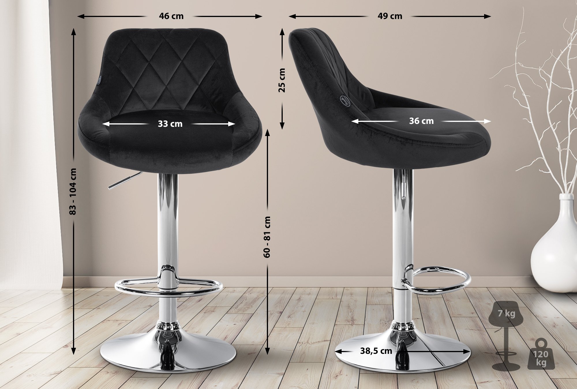 Barhocker Lazio Samt chrom
