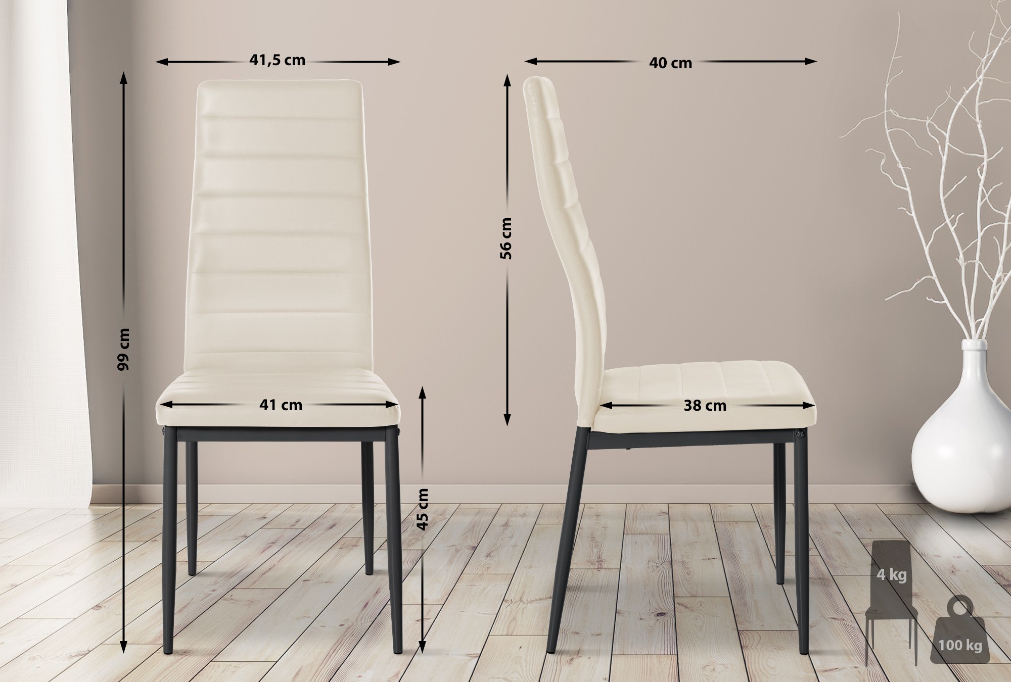 4er Set Esszimmerstühle Mayfair Kunstleder