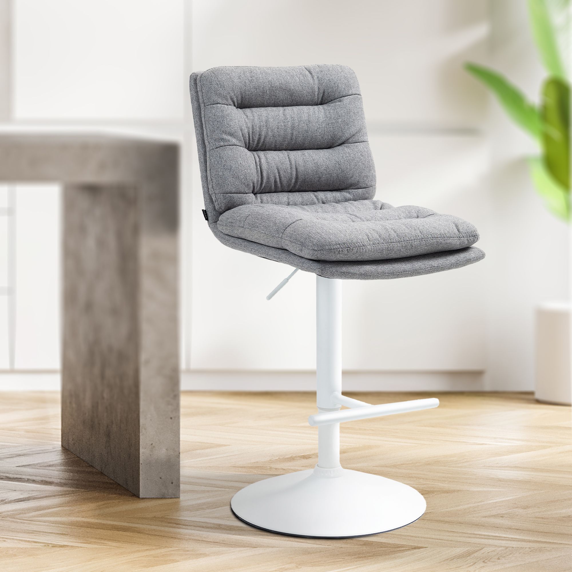 Barhocker Damar Stoff weiß